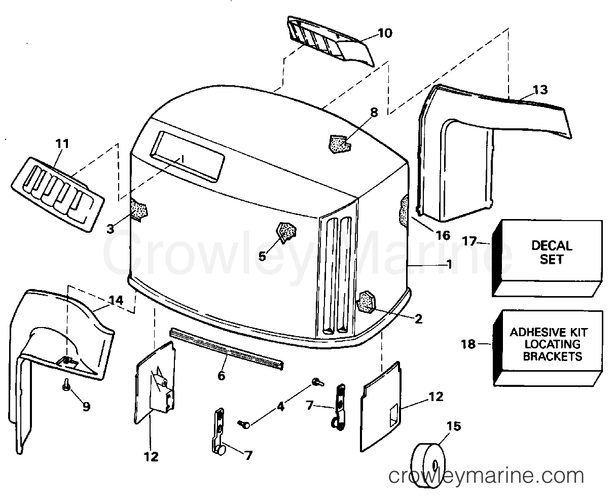 1995 Outboard 150 - E150WTLEOR - ENGINE COVER - JOHNSON