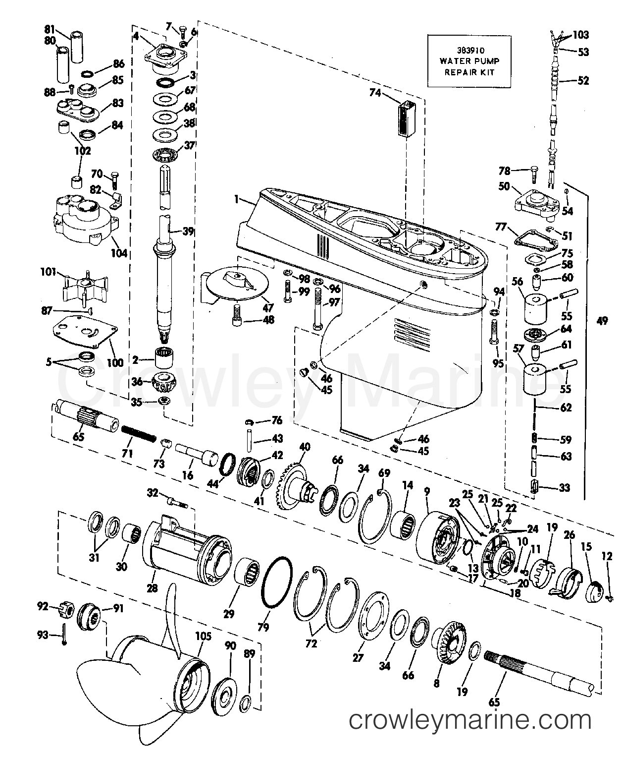 1969 Johnson Outboards 115 - 115ESL69E GEARCASE GROUP section