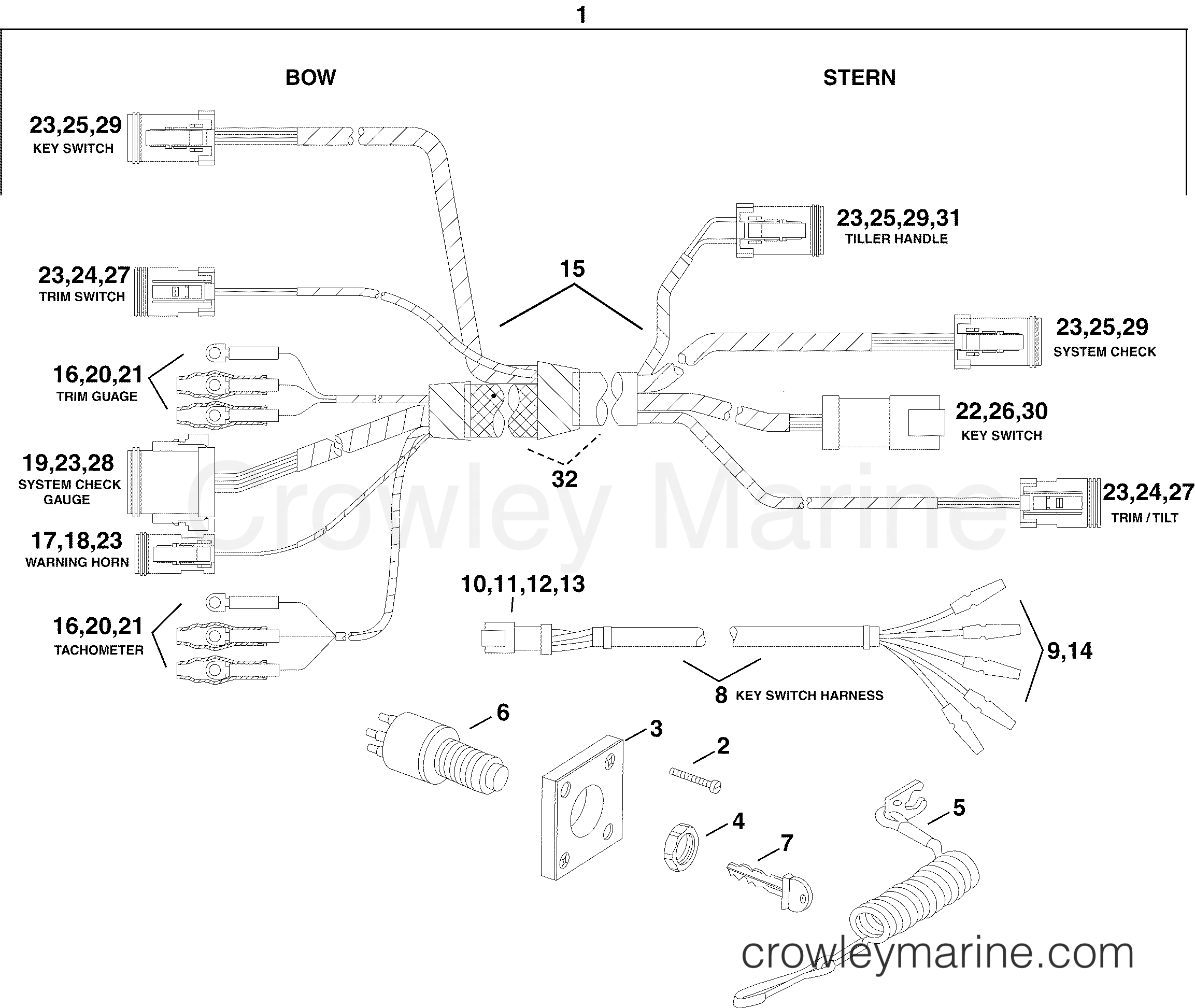 2004 Outboard 90 - E90DPXSRC - TILLER UPGRADE SYSTEMCHECK HARNESS KIT