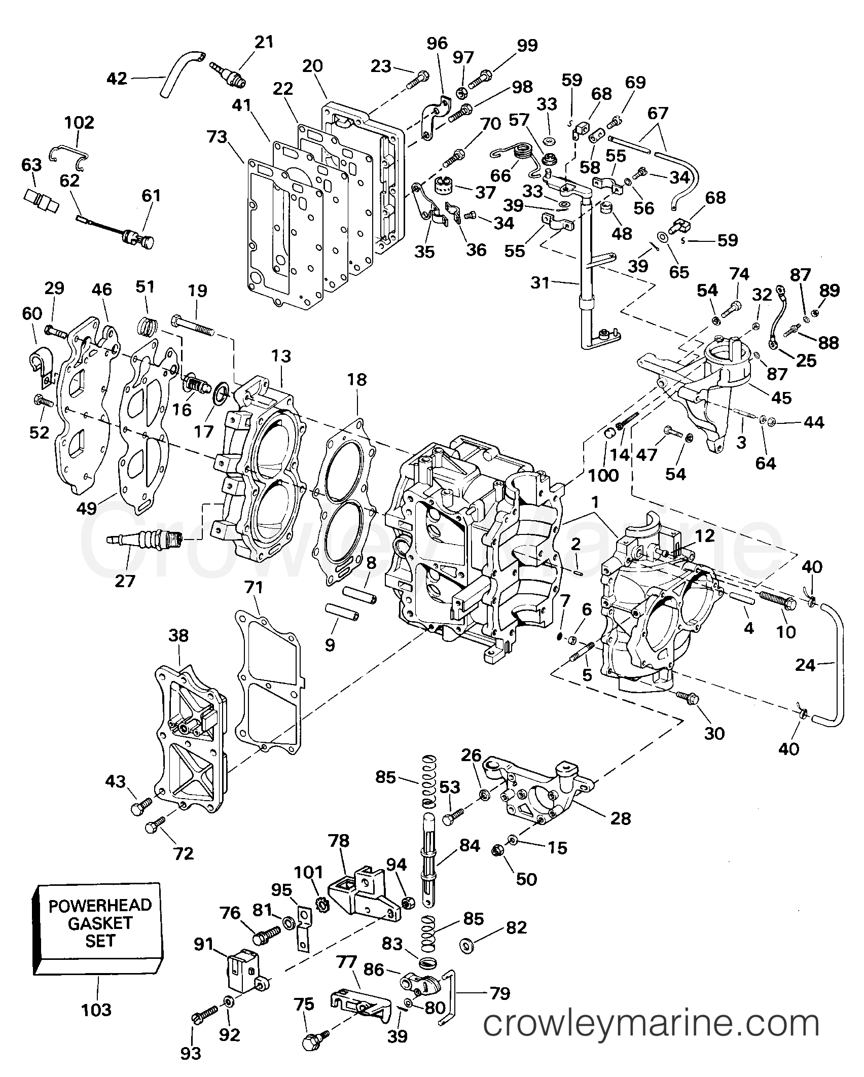 2000 Outboard 25 - J25TELSSD - CYLINDER & CRANKCASE