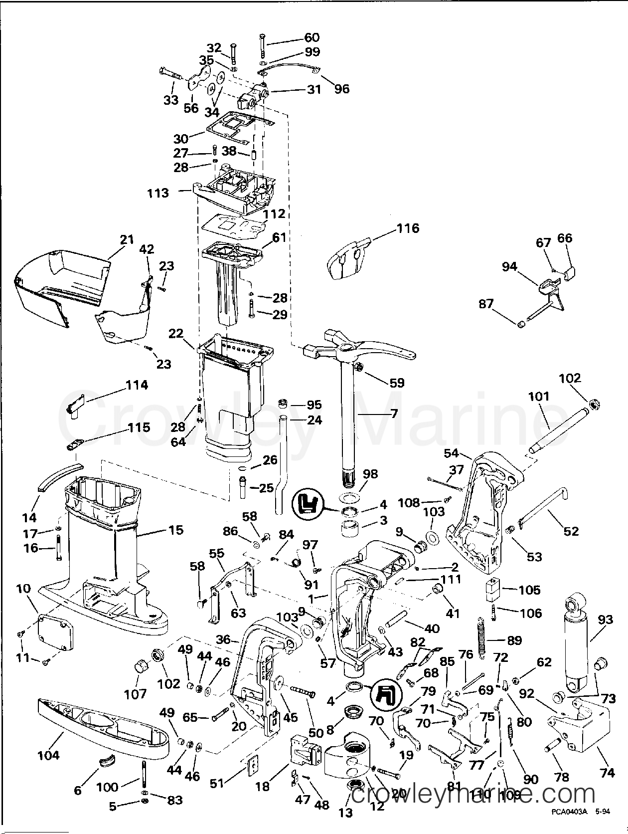 1996 Outboard 65 - SJ65WMLM - MIDSECTION