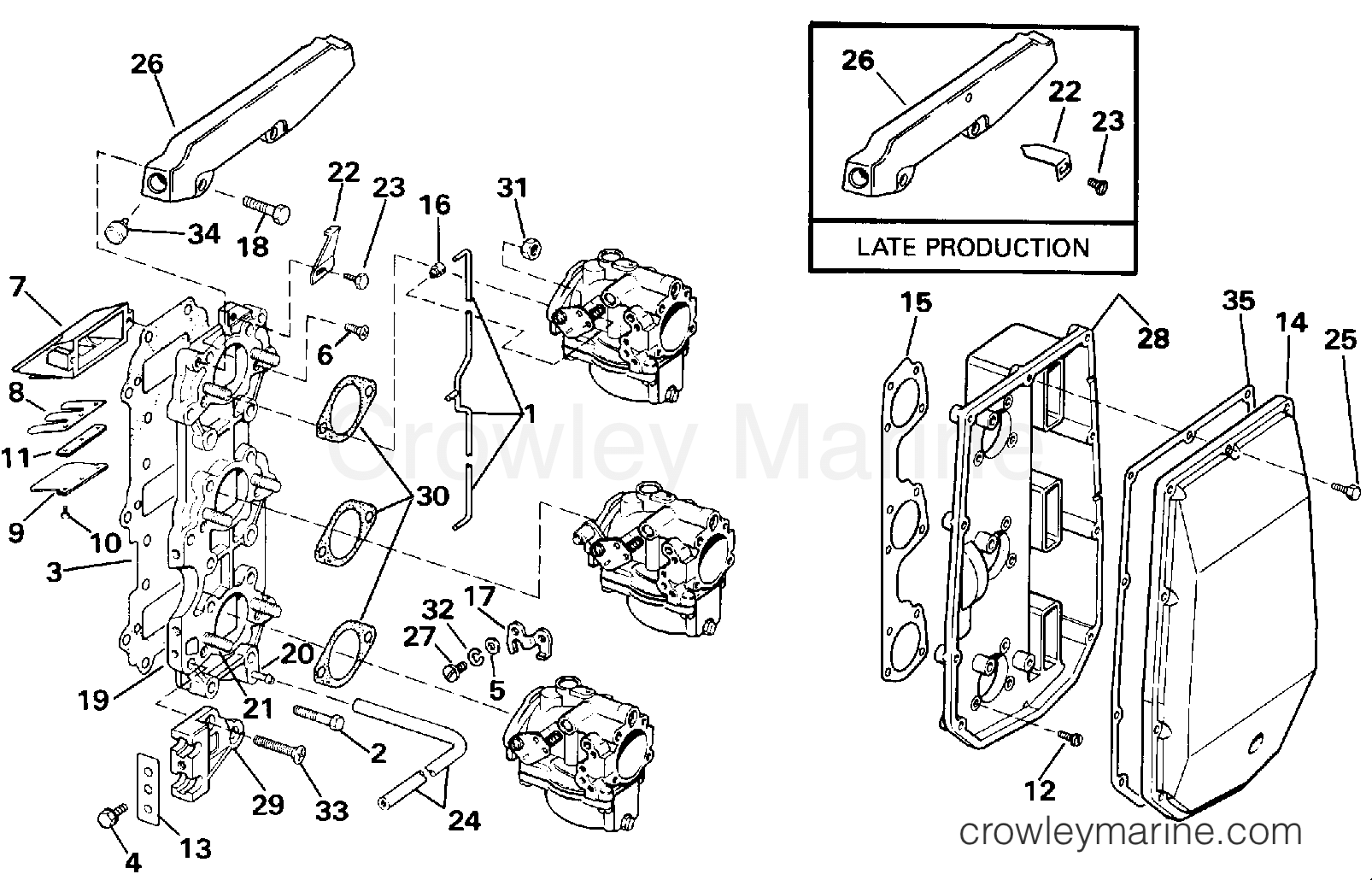 1993 Outboard 70 - J70ELETS - INTAKE MANIFOLD