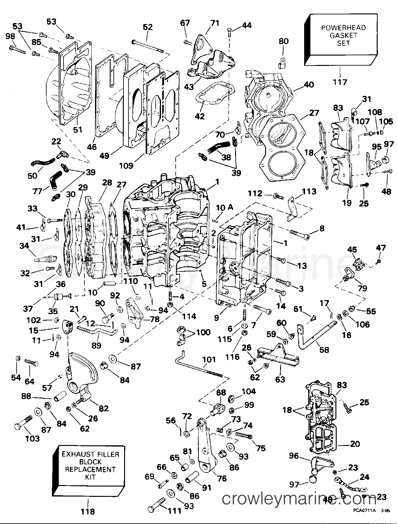 1995 Outboard 90 - J90TLEOR - CYLINDER & CRANKCASE