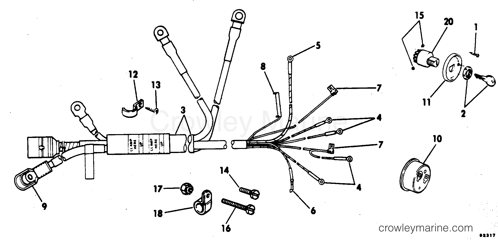 1979 Rigging Parts Accessories - Electrical System - WIRING KIT - SINGLE LEVER CONTROLS 55 THRU 235