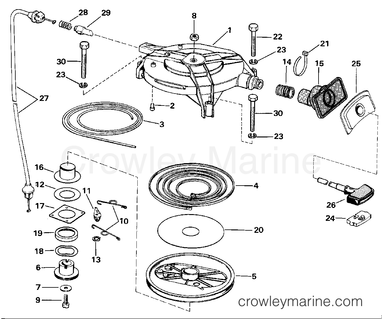 1990 Outboard 35 - J35RLESS - REWIND STARTER