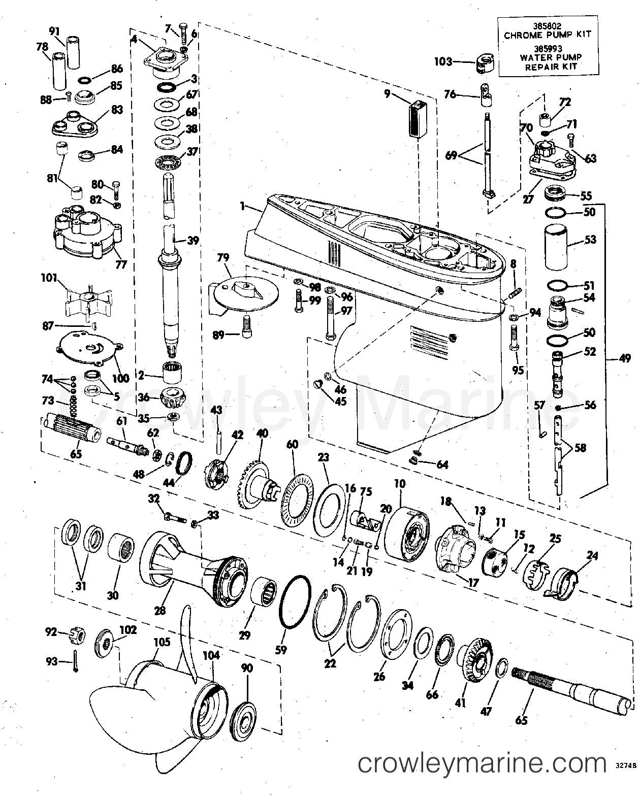 GEARCASE 1973 Outboard 115 115ESL73M Crowley Marine