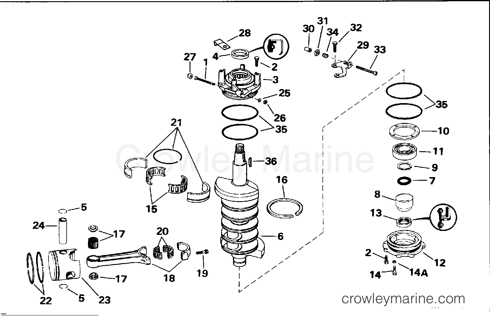 1994 Outboard 140 - J140TXERR - CRANKSHAFT & PISTON