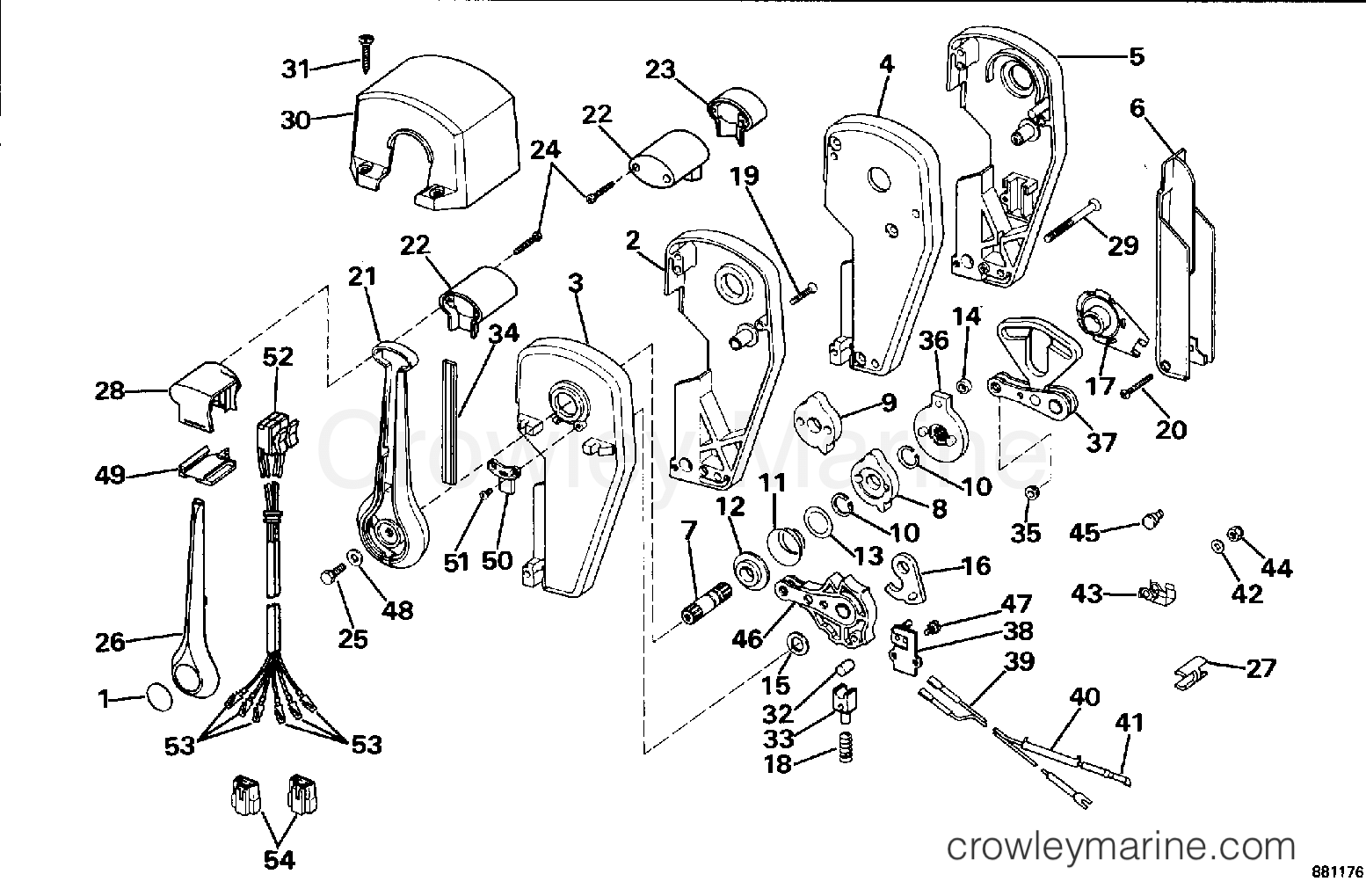 1994 Rigging Accessories - Remote Controls - REMOTE CONTROL ASSEMBLY - BINNACLE MOUNT, DUAL LEVER
