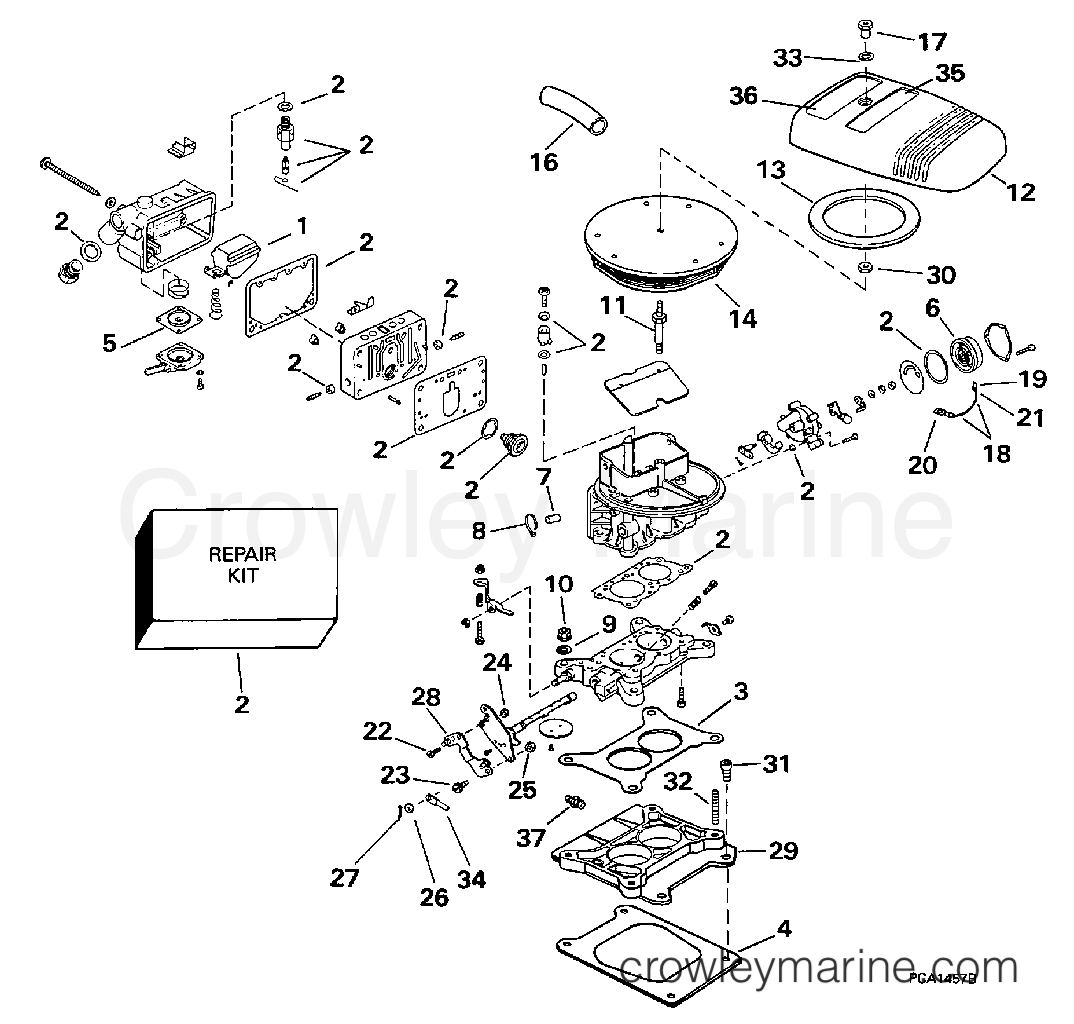 1998 OMC Stern Drive 5 - 50FBPBYC CARBURETOR -- 2V MODELS section