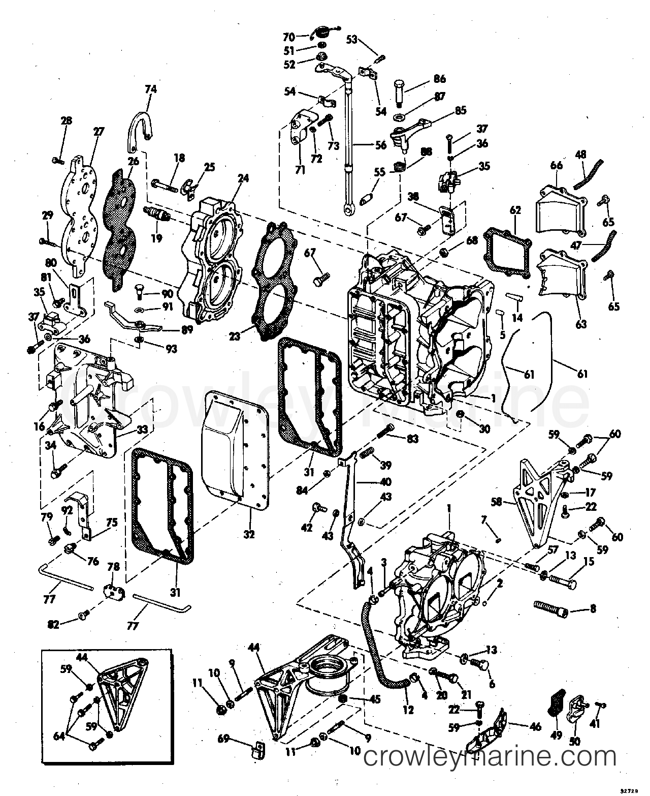 1973 Outboard 40 - 40RL73D - CYLINDER & CRANKCASE