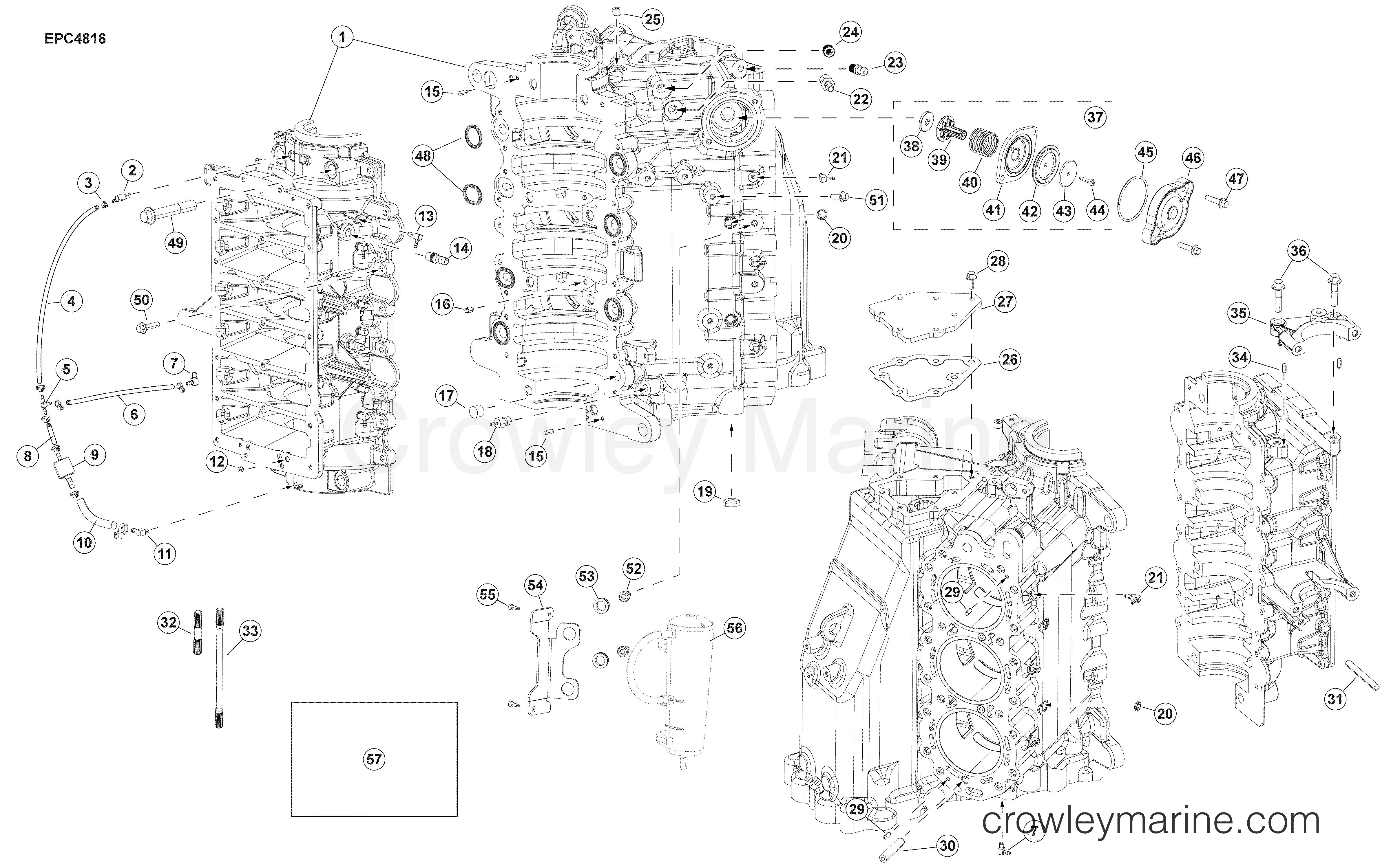 AA Outboard 150 - 2.7L - C150PXAAA - CYLINDER & CRANKCASE