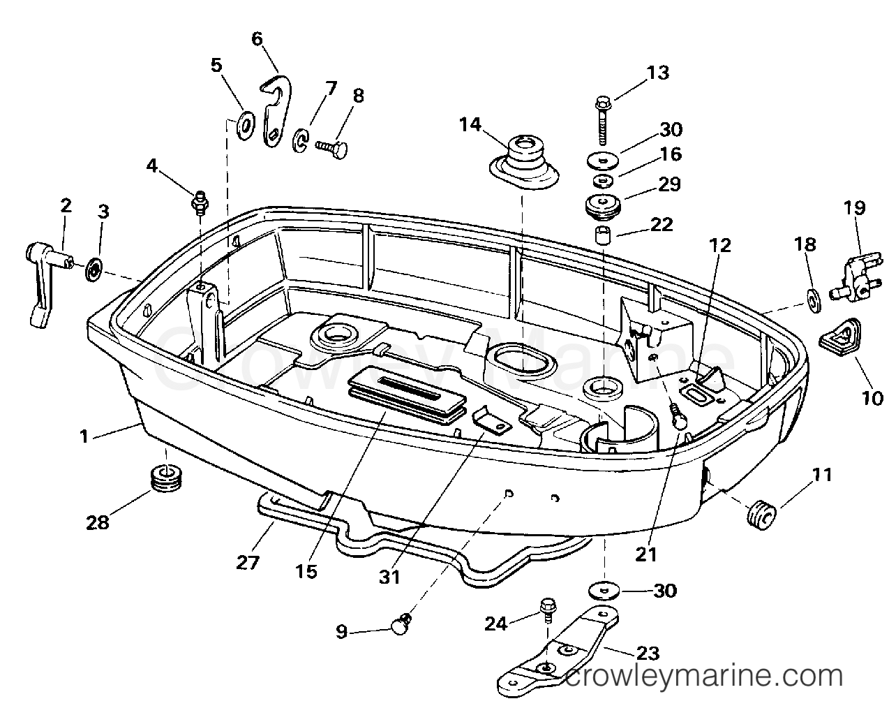 1996 Outboard 25 - SJ25RDEDC - LOWER ENGINE COVER