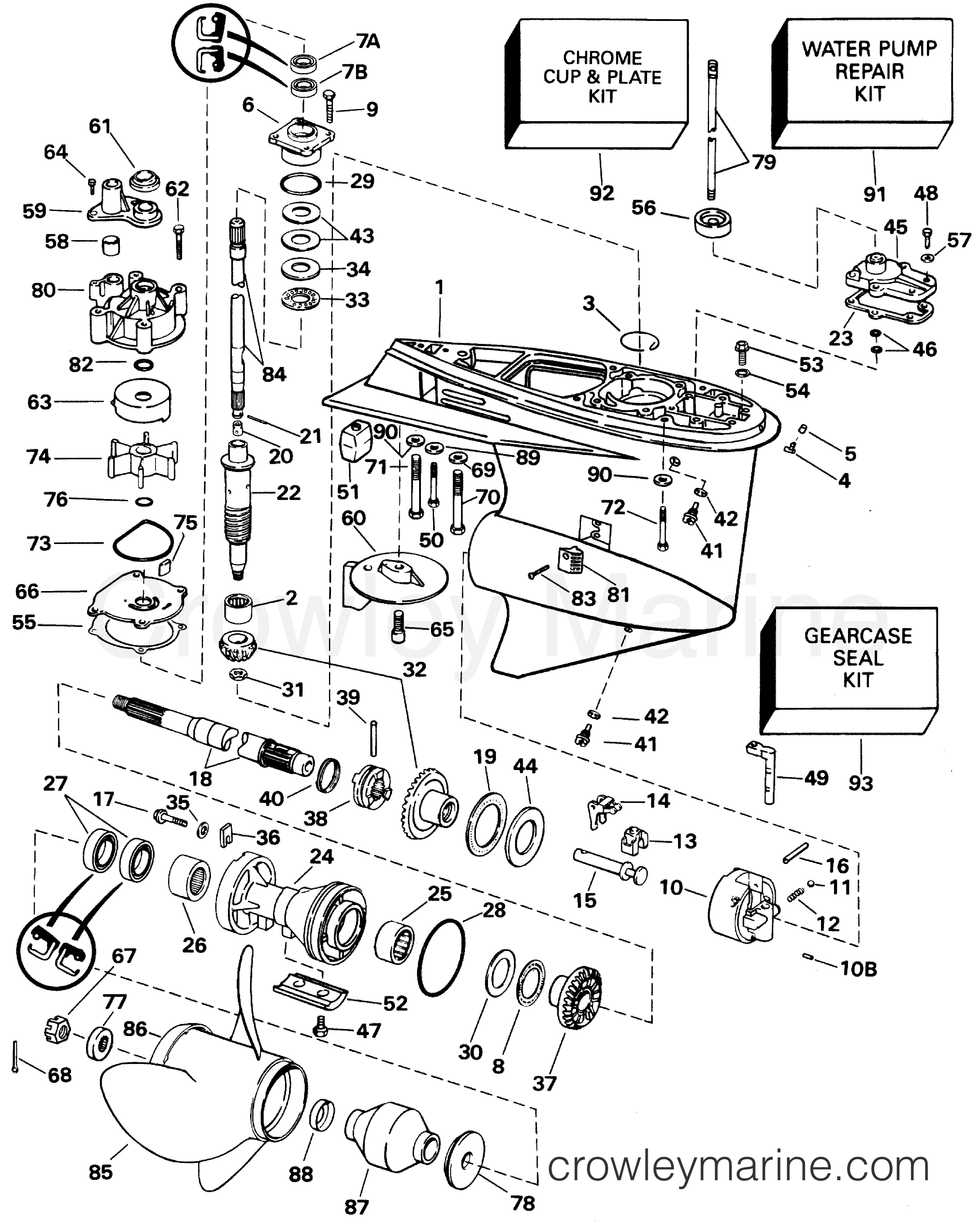 GEARCASE 90 115 PL VL MODELS 2001 Johnson Outboards 115