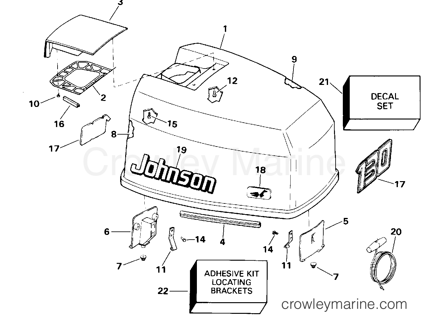 1996 Outboard 130 - J130TXADA - ENGINE COVER - JOHNSON