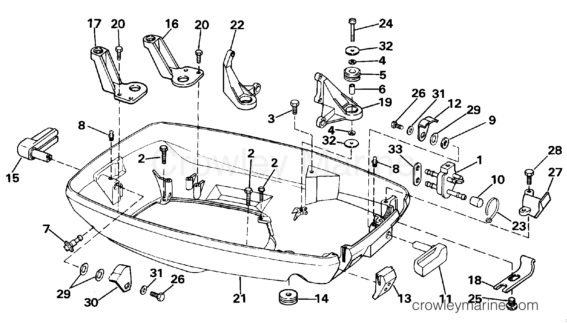1986 Outboard 75 - J75ECDC - LOWER ENGINE COVER