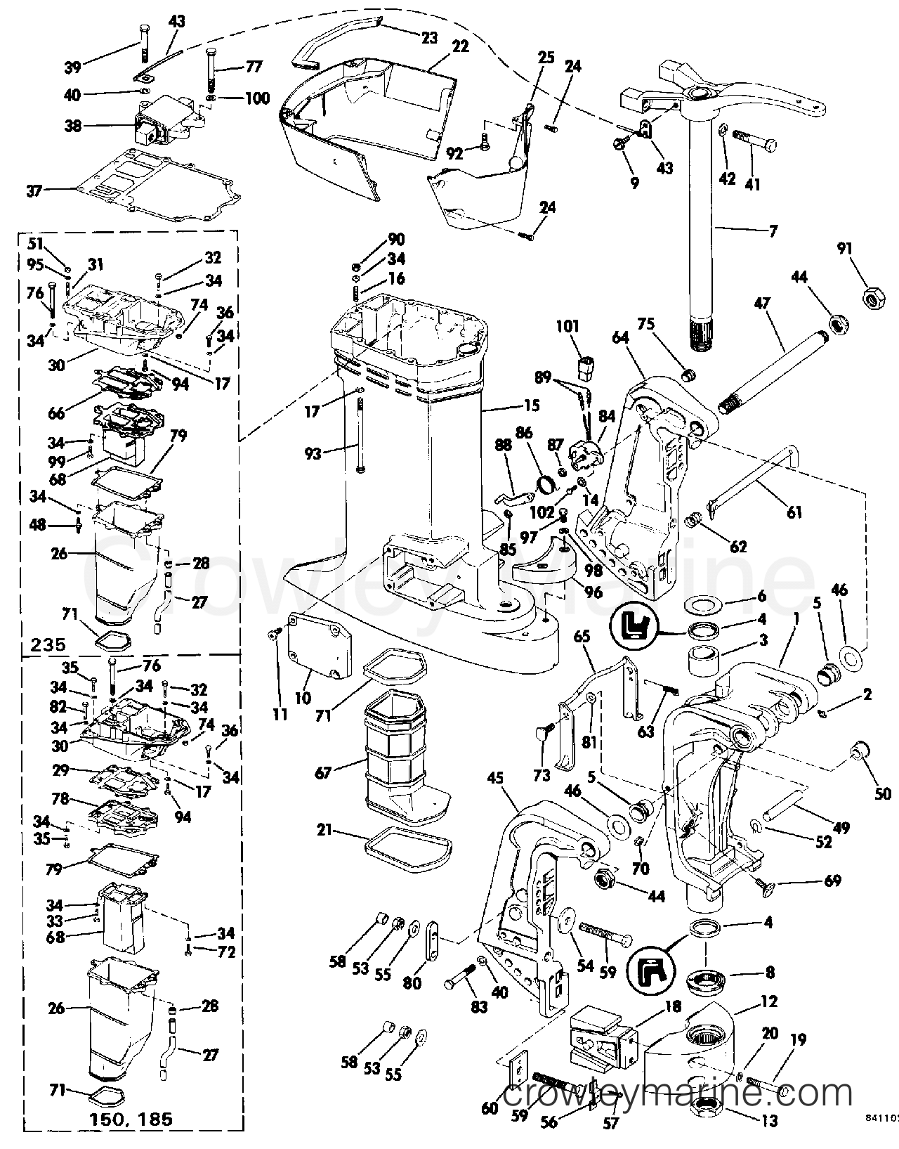 1984 Outboard 150 - E150TXCRD - MIDSECTION