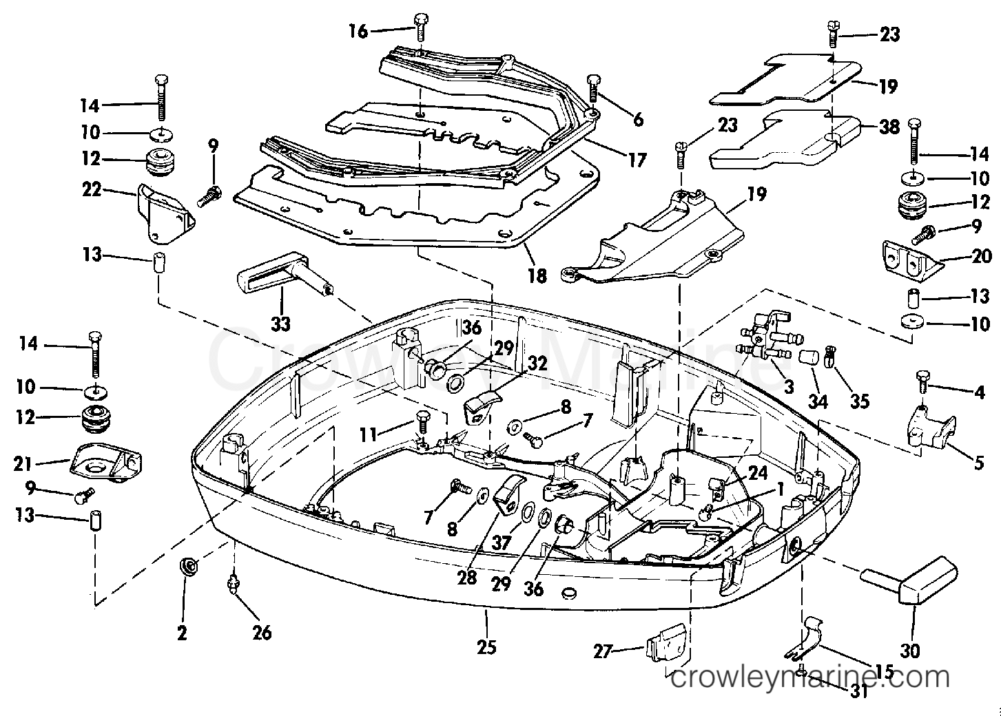 1989 Outboard 150 - J150TXCEM - LOWER ENGINE COVER