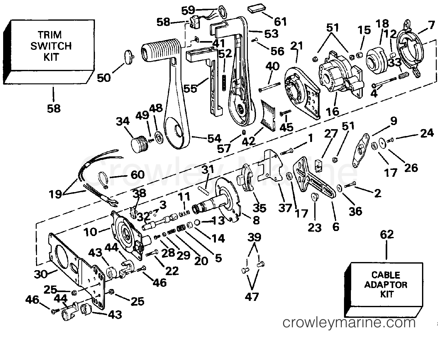 1993 Rigging OMC Stern Drive - All Models - REMOTE CONTROL - CONCEALED SIDE MOUNT