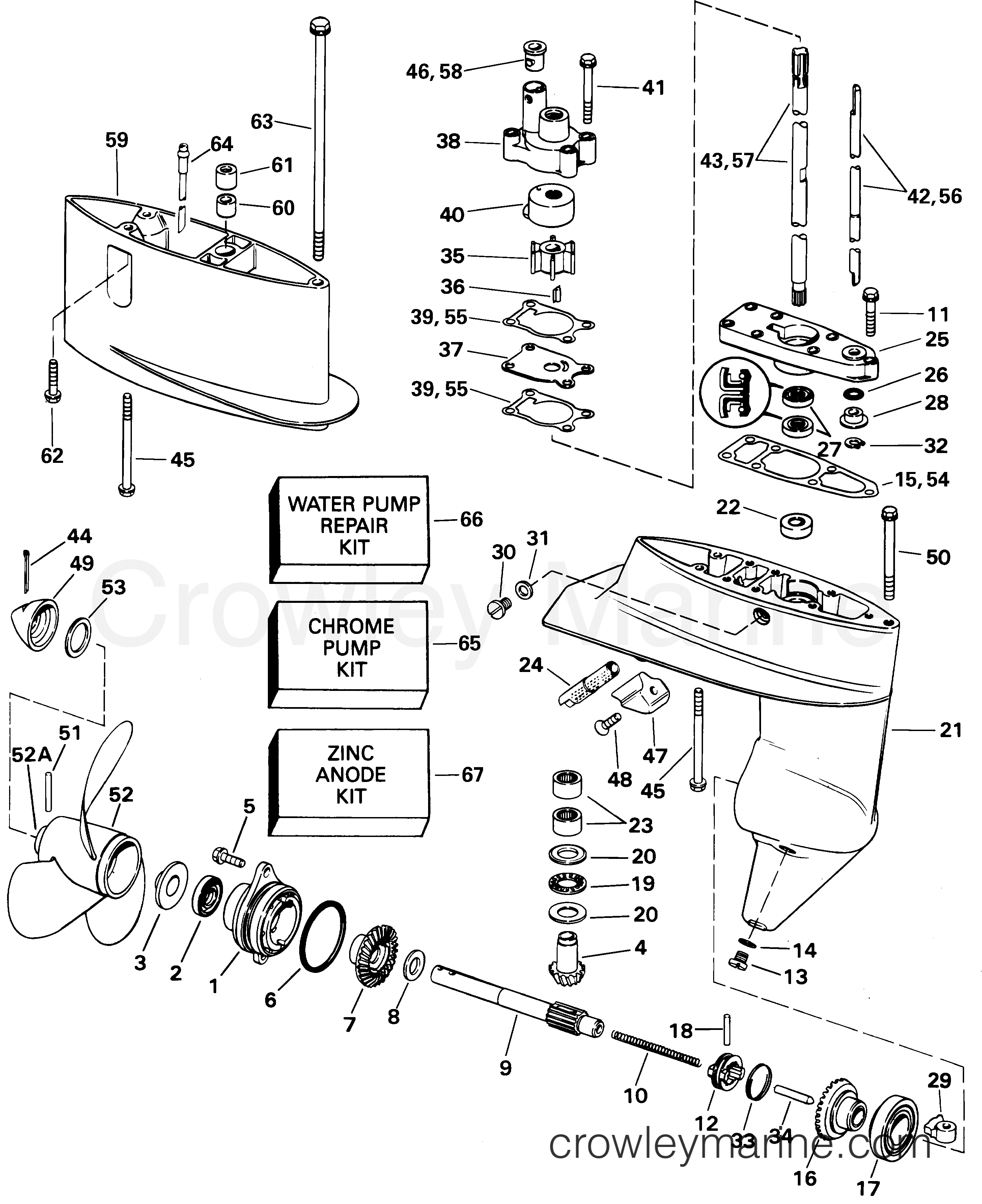 2001 Outboard 8 - J8WRLSIR - GEARCASE