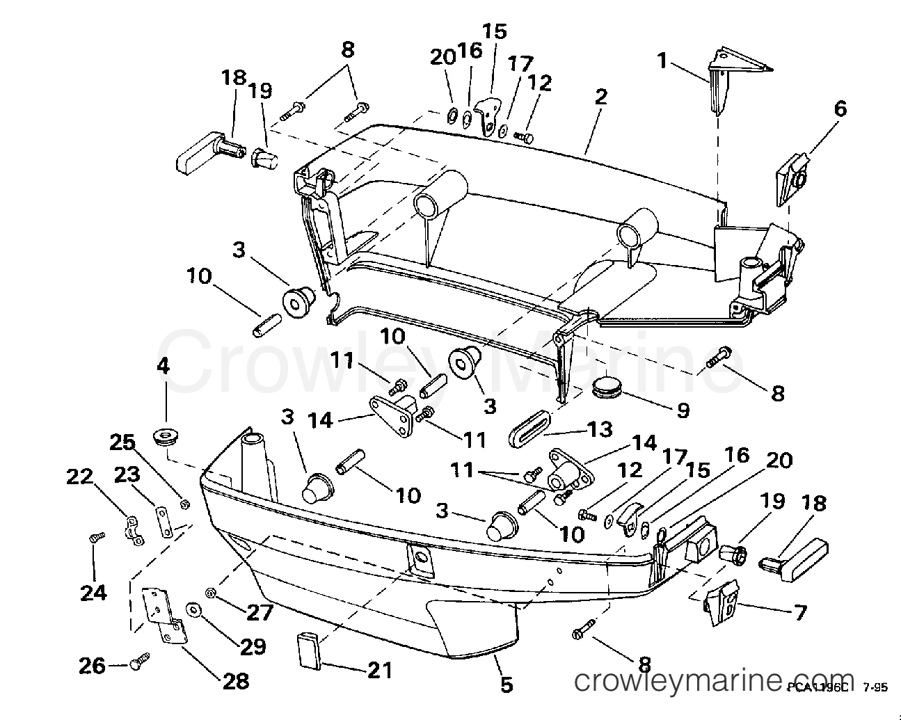 1998 Outboard 28 - E40JRECA - LOWER ENGINE COVER