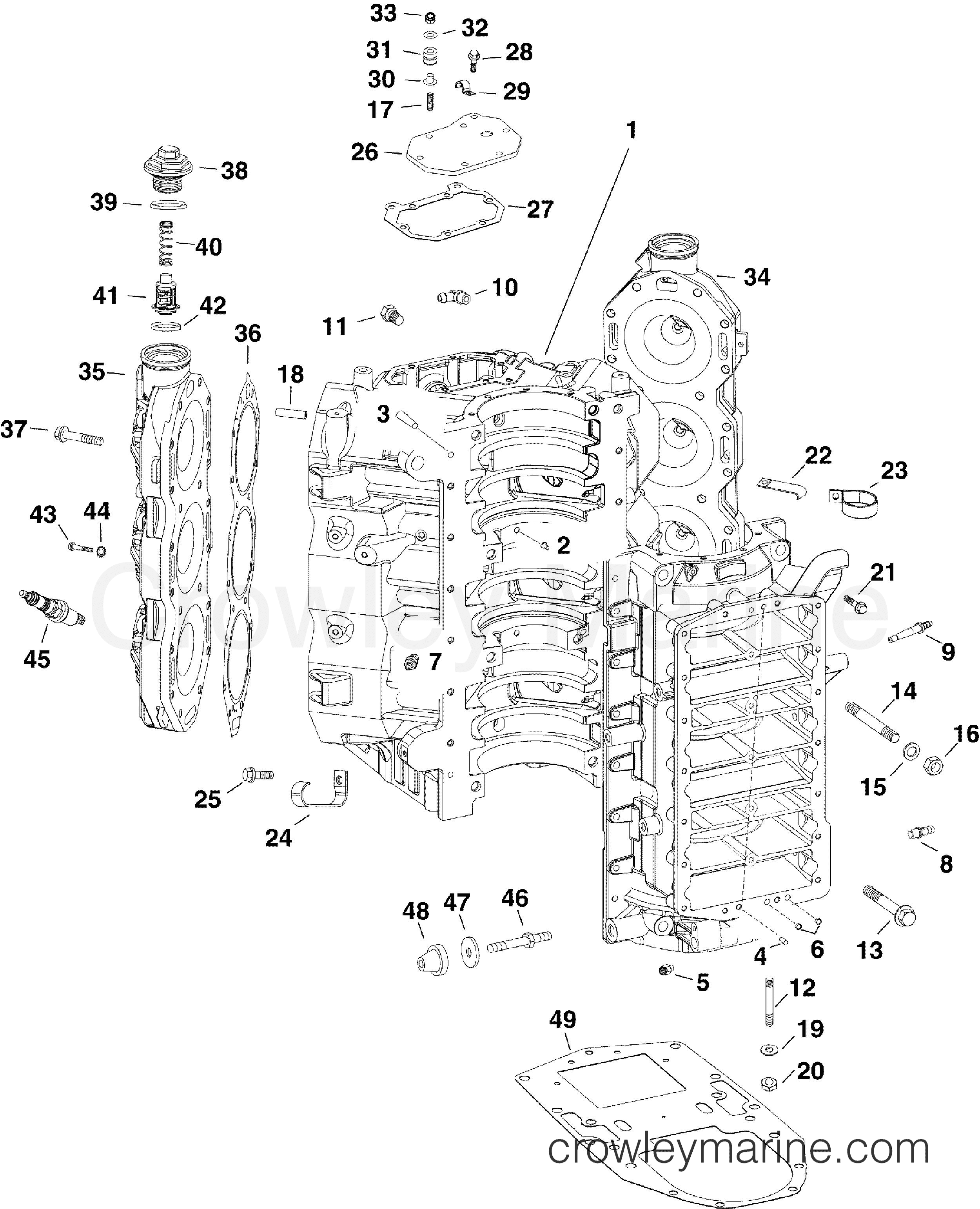2012 Outboard 200 - 3.3L - E200HSLINF - CYLINDER & CRANKCASE