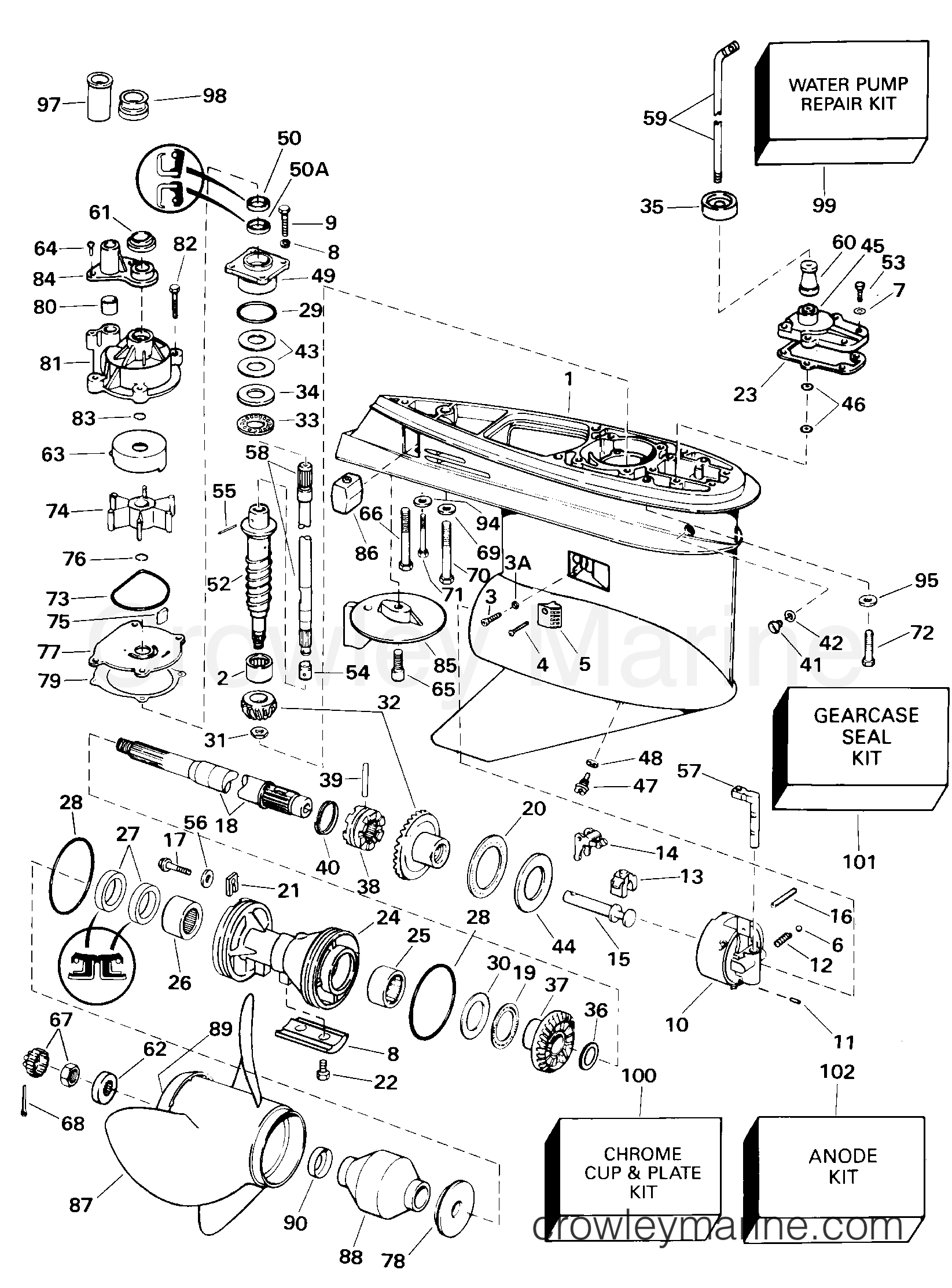 2000 Outboard 105 - J105WPLSSC - GEARCASE