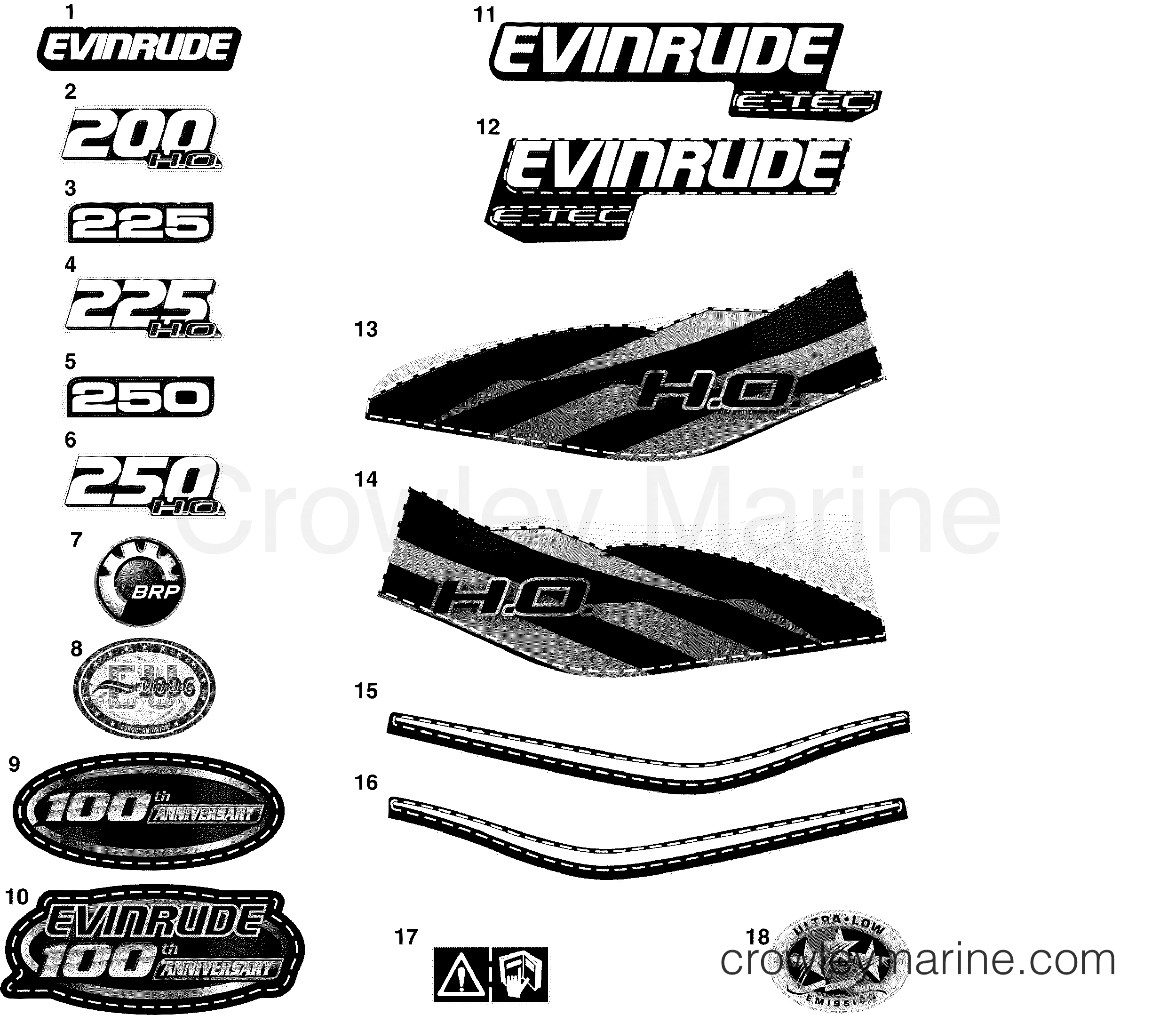 2009 Outboard 250 - E250DHLSEC - DECALS