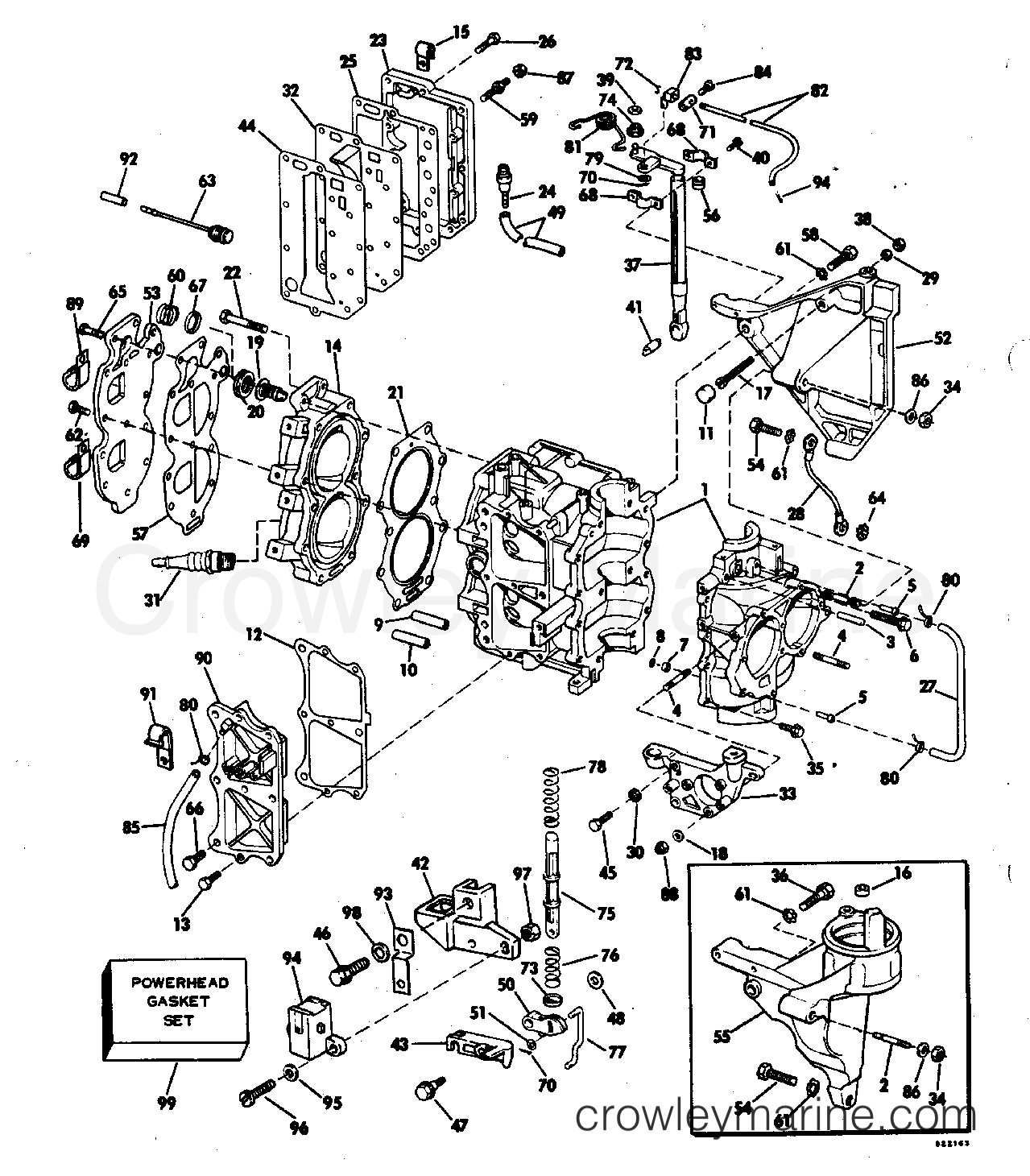 1982 Outboard 35 - J35ECND - CYLINDER & CRANKCASE