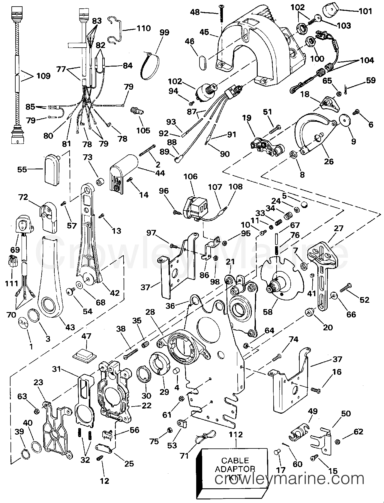 1992 Rigging Accessories - Remote Controls - REMOTE CONTROL - BINNACLE - SINGLE LEVER - PREWIRED