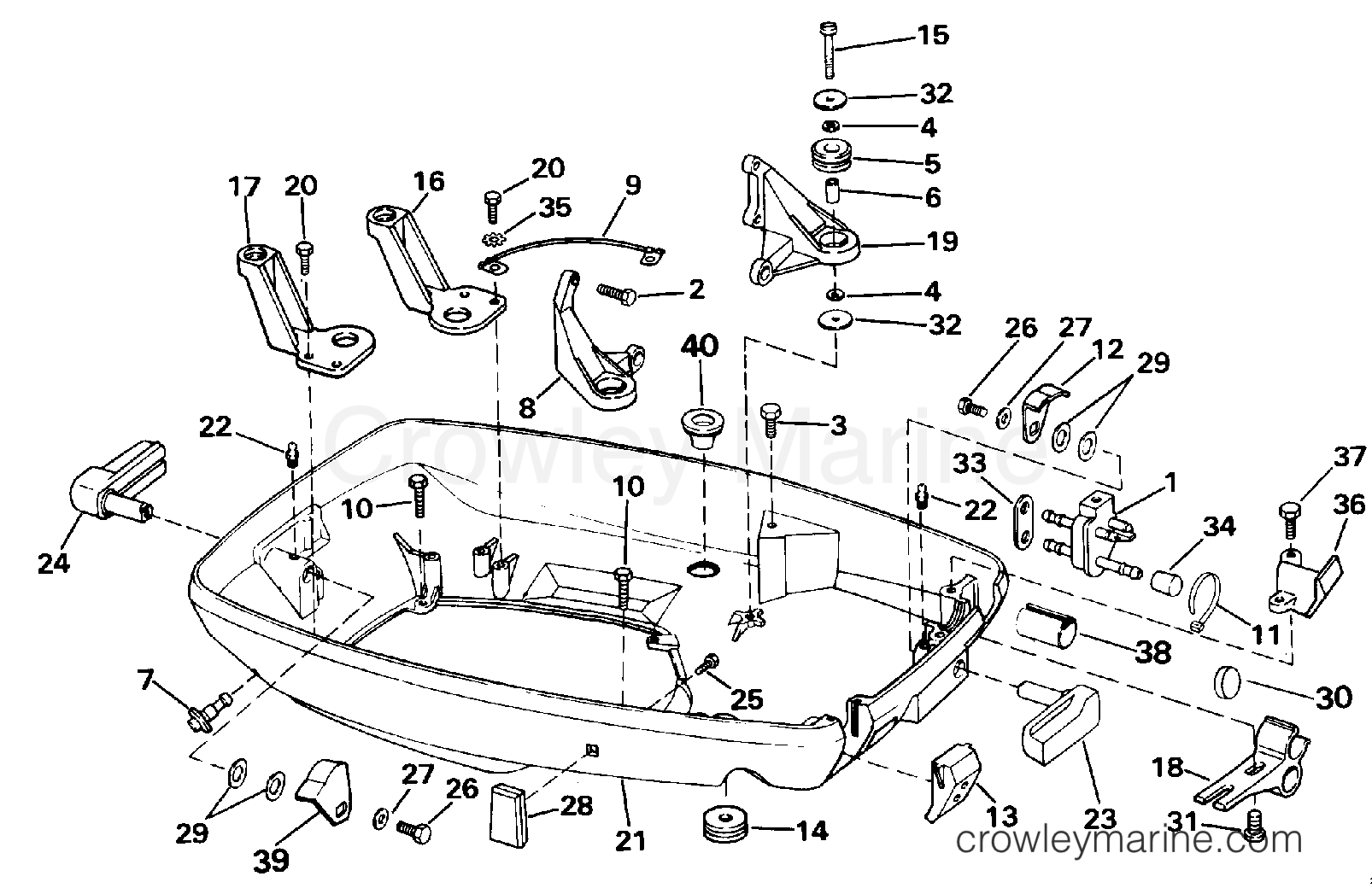 1991 Outboard 60 - E60TLEIB - LOWER ENGINE COVER