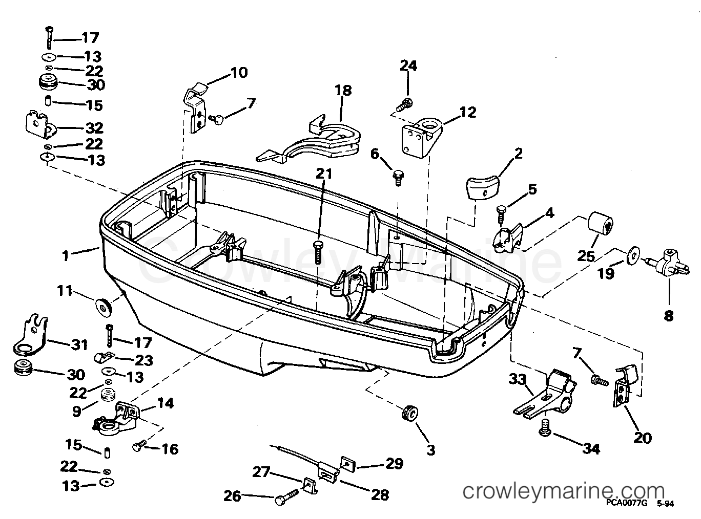 1996 Outboard 40 - SJ40RPH - LOWER ENGINE COVER