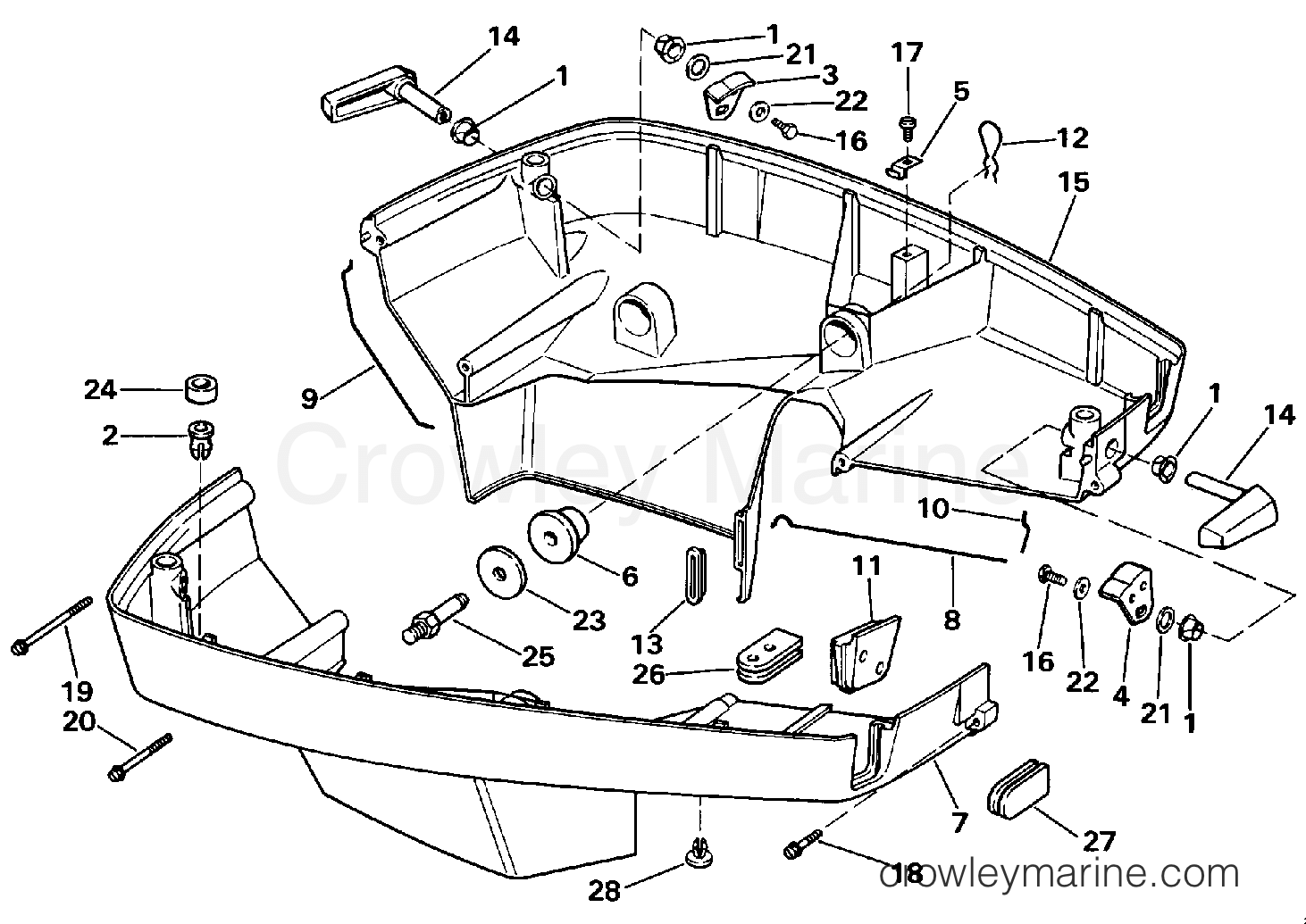 1986 Evinrude Outboards 200 - E200STLCDR LOWER ENGINE COVER section
