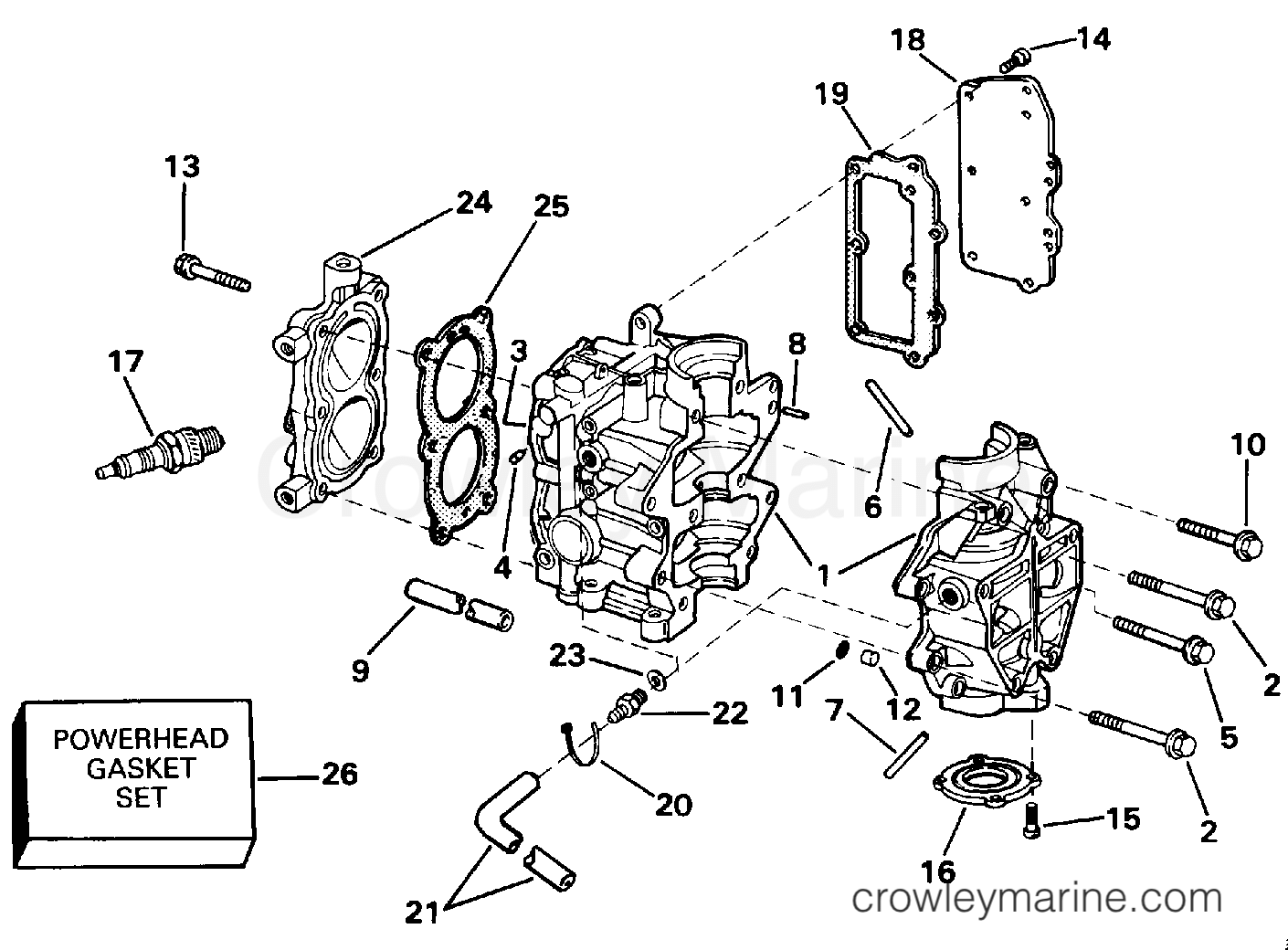 1993 Outboard 4 - J4RETB - CYLINDER & CRANKCASE