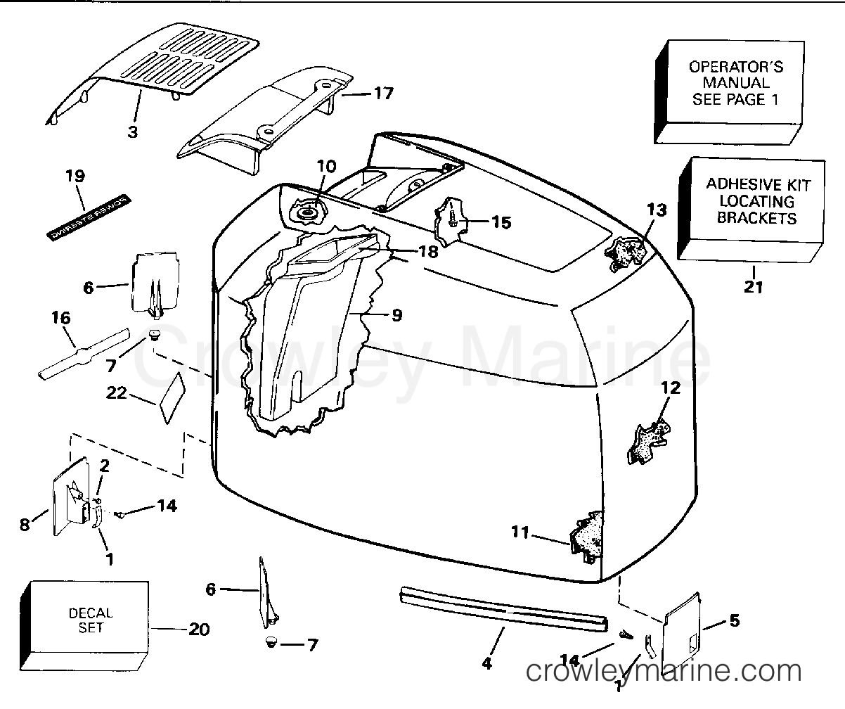 1994 Evinrude Outboards 185 - E185ESERK ENGINE COVER - JOHNSON - 200TX, 200CX, 225 section