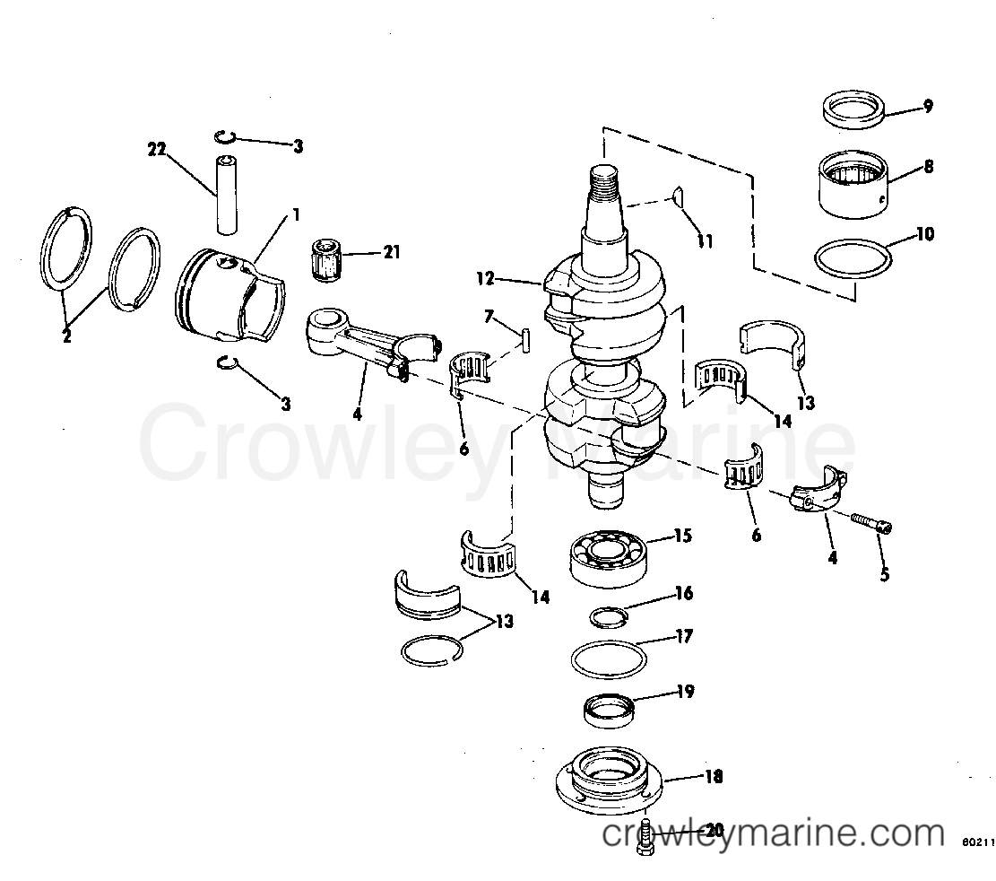 1982 Outboard 50 - J50BECNR - CRANKSHAFT & PISTON
