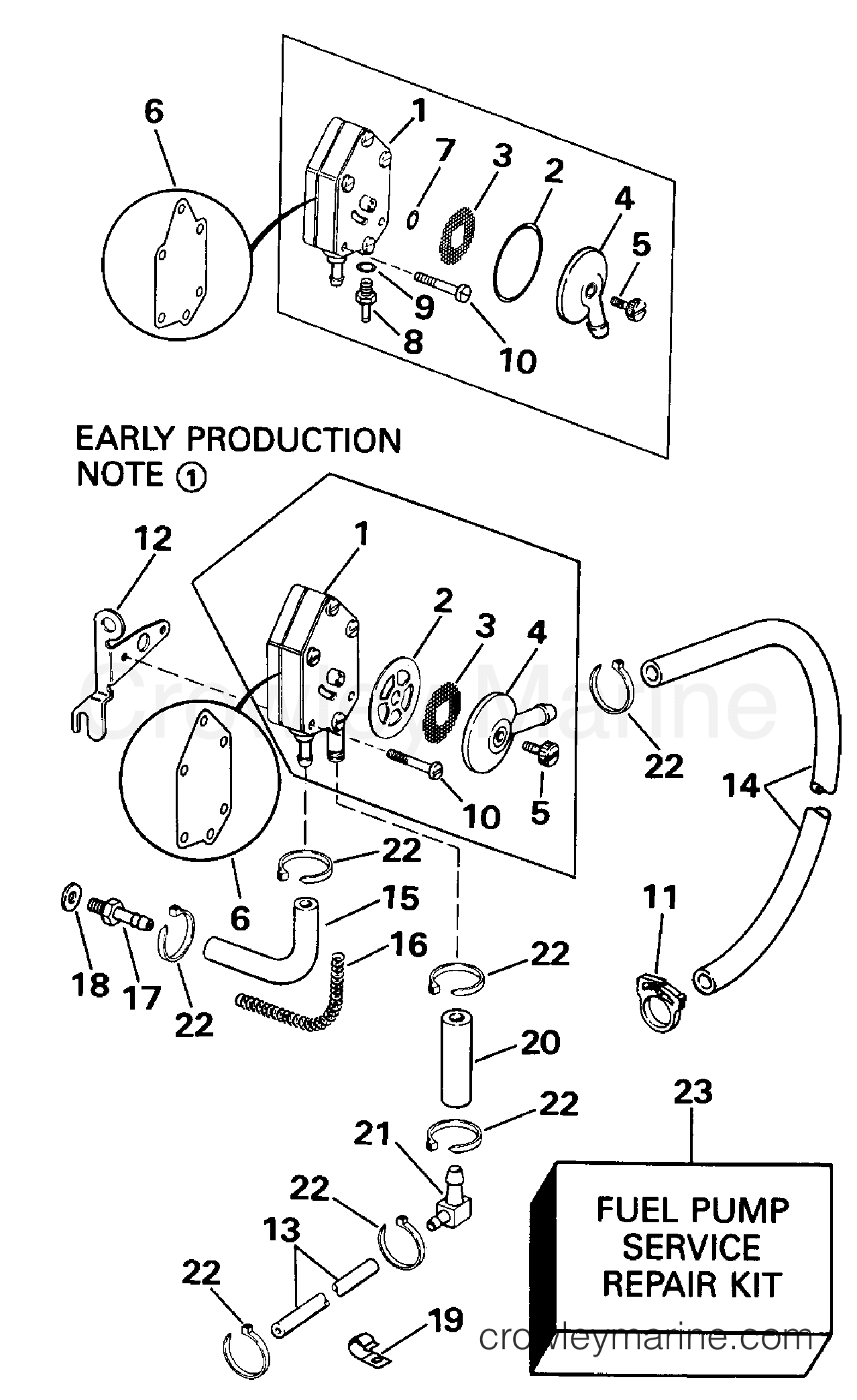 1990 Johnson Outboards 9.9 - TJ10ELESC FUEL PUMP - ELECTRIC START MODELS section