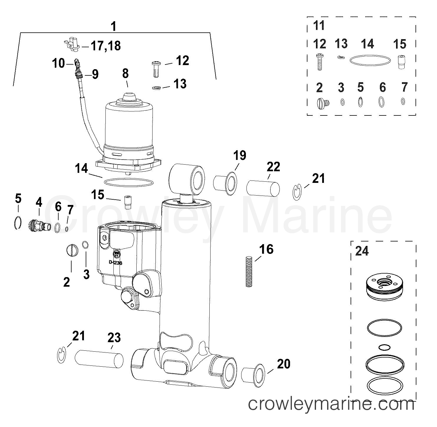 TRIM & TILT HYDRAULIC ASSEMBLY ALL 75/90 & 20 INCH V4 MODELS AB