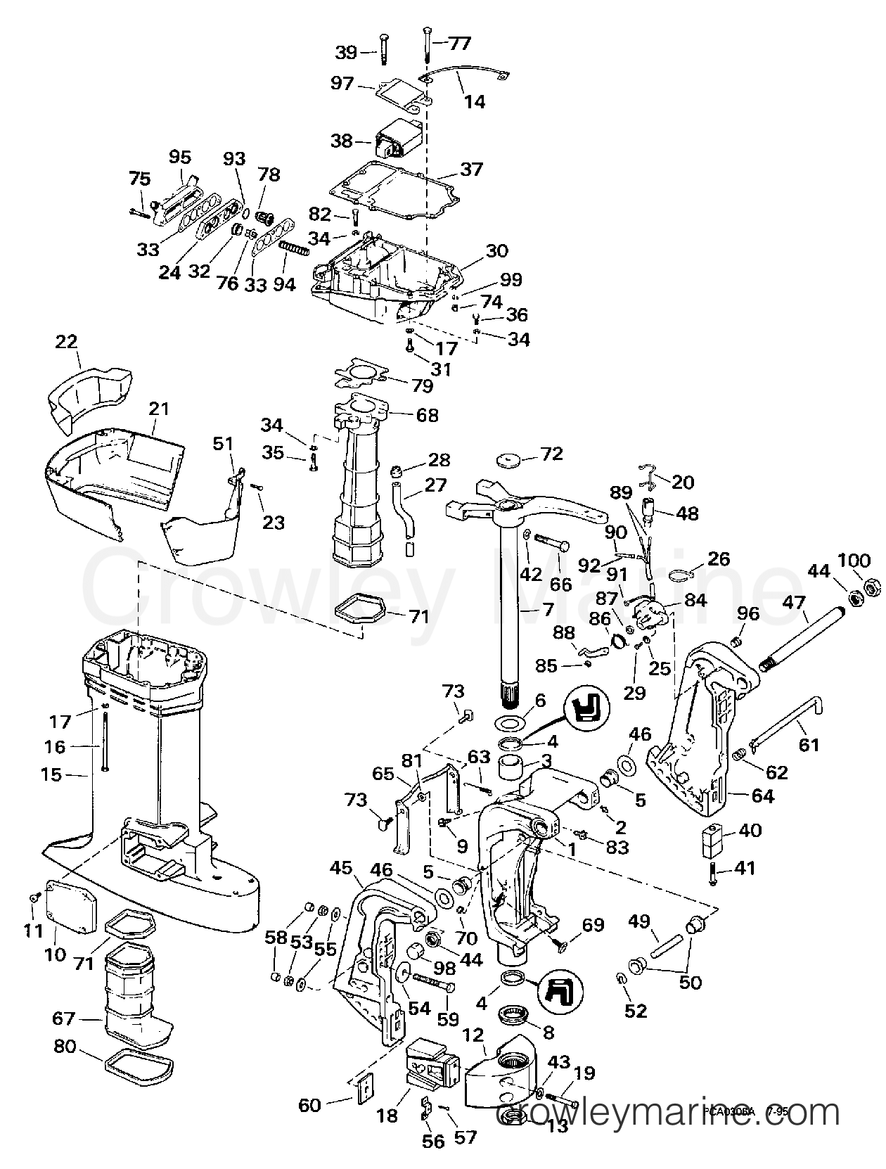 1997 Outboard 100 - J100WTLEUA - MIDSECTION