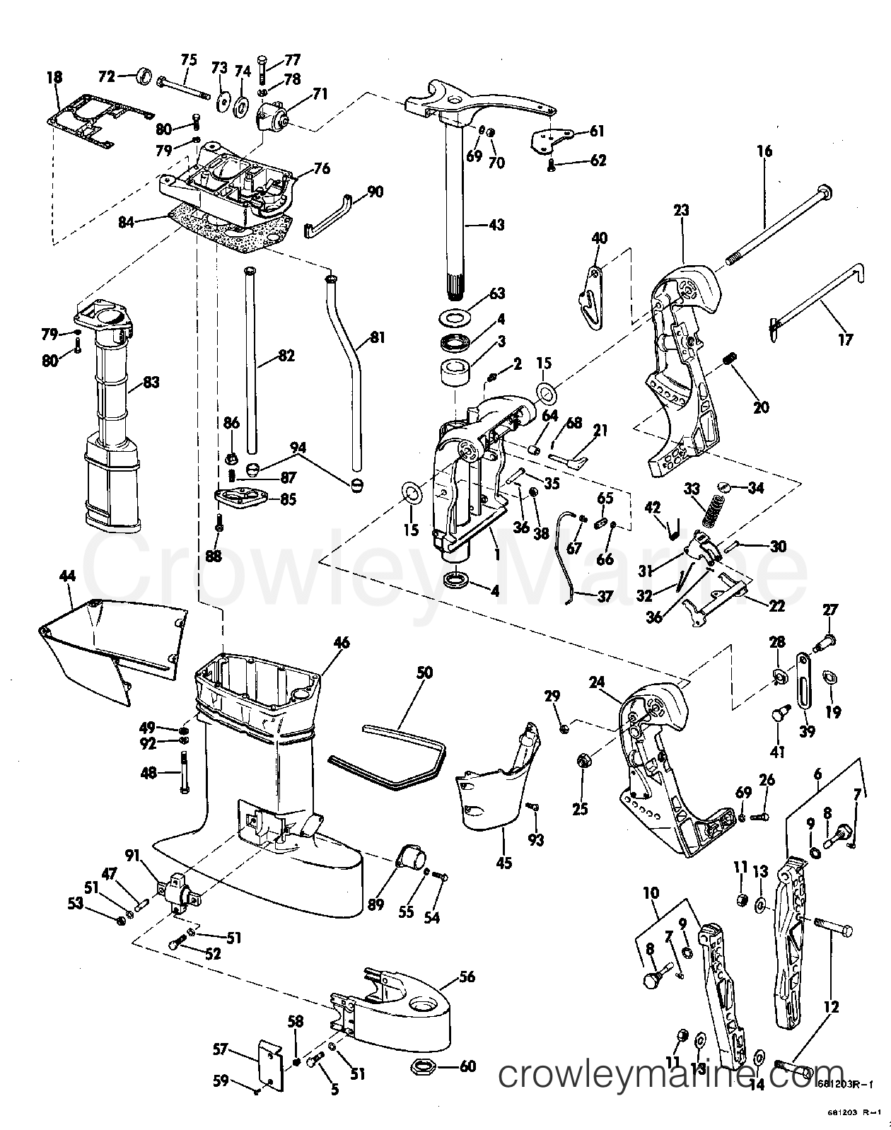 1968 Johnson Outboards 55 - TR-10S EXHAUST COVER GROUP section