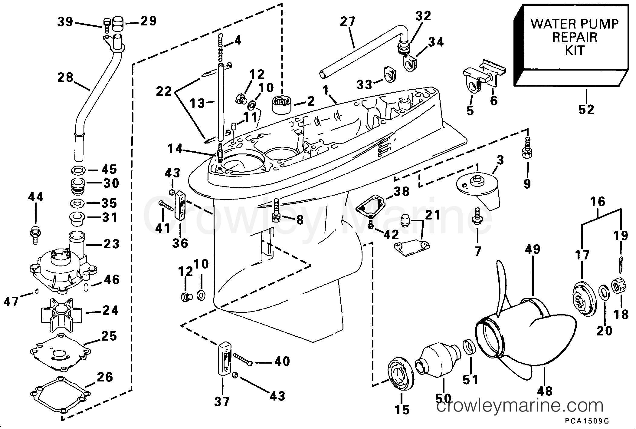 1998 Outboard 70 - J70FLTLECS - GEARCASE