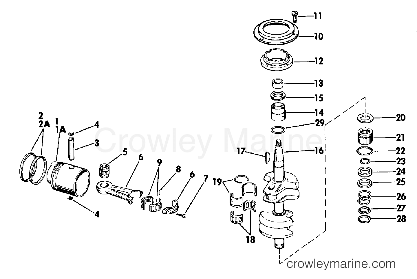 1974 Evinrude Outboards 25 - 25403M - CRANKSHAFT AND PISTON