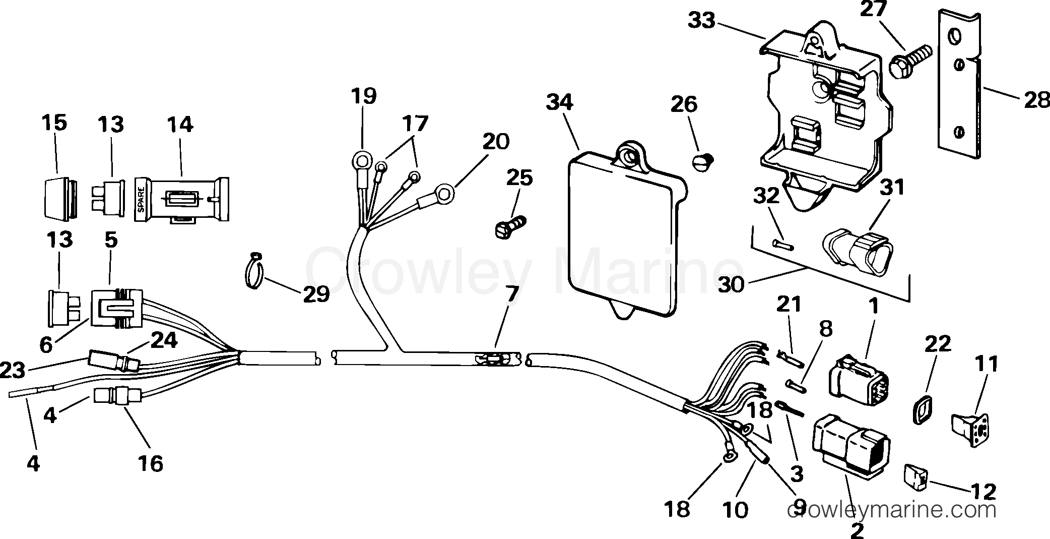 2003 Outboard 30 - J30ELSTB - ENGINE HARNESS ASSY