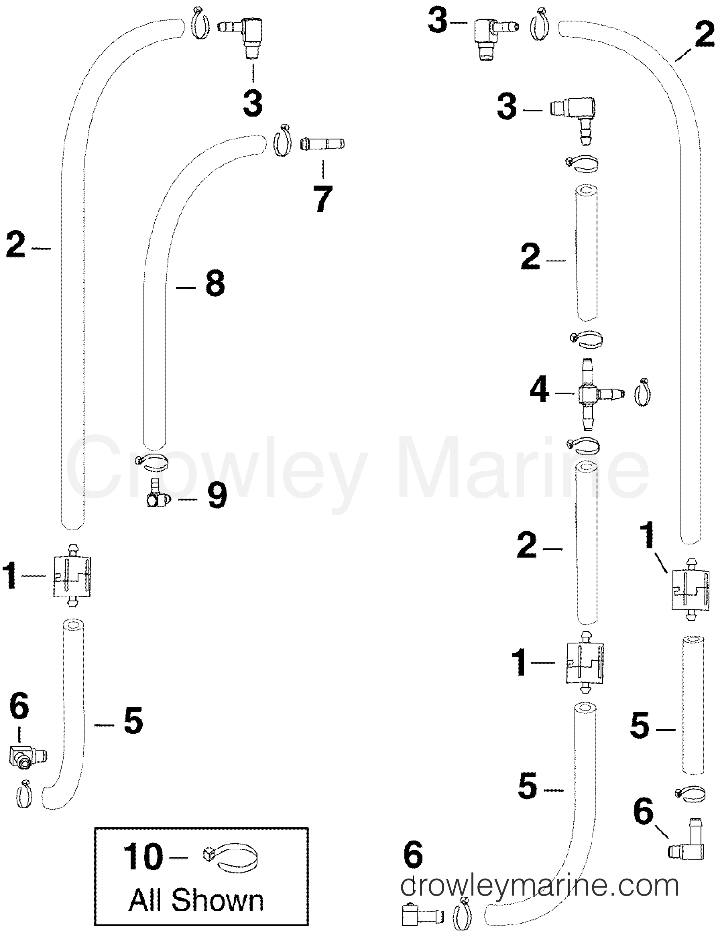 2010 Outboard 130 - E130DPLISC - OIL RECIRCULATION HOSES