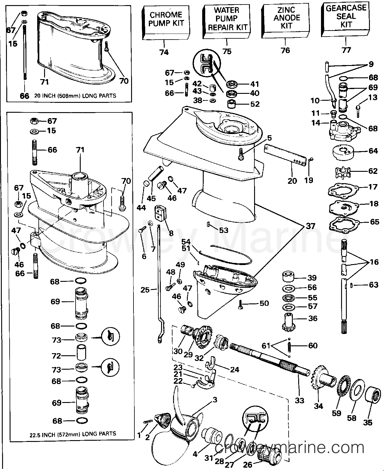 1992 Outboard 25 - J25RWLENB - GEARCASE