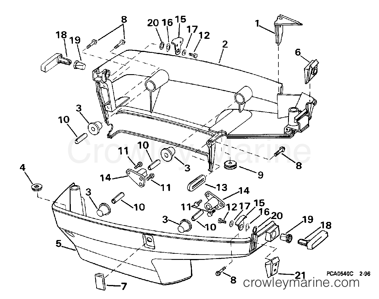 1998 Outboard 40 - SJ40RSLR - LOWER ENGINE COVER