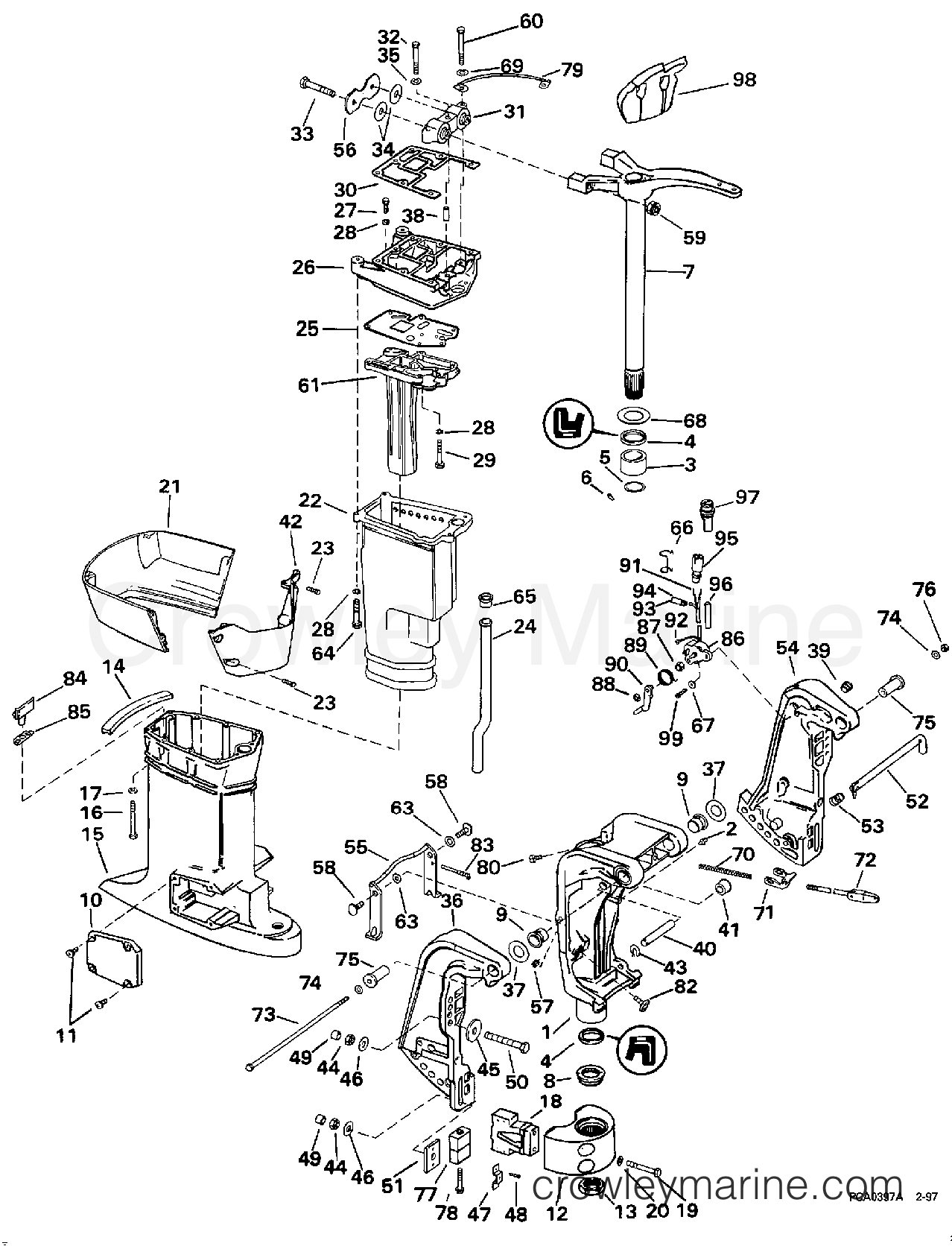 1997 Outboard 50 - J50TTLEUR - MIDSECTION