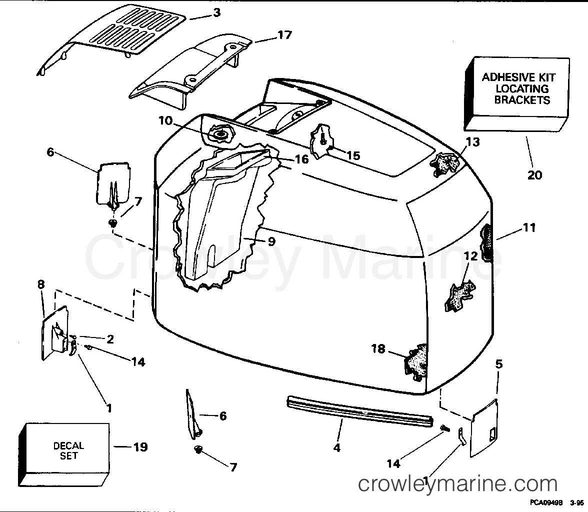 1996 Outboard 200 - SJ200WTPLA - ENGINE COVER - JOHNSON
