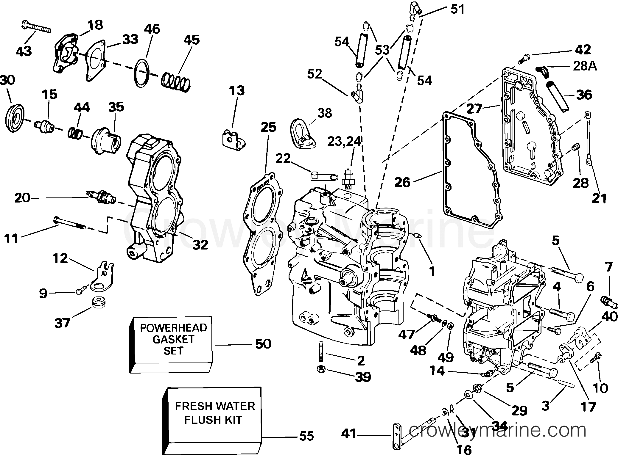 2004 Outboard 55 - J55MLSRC - CYLINDER & CRANKCASE