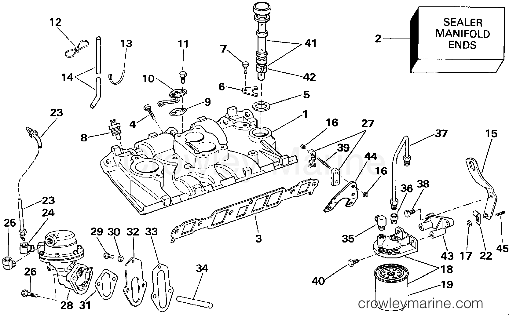 INTAKE MANIFOLD & FUEL PUMP 1991 Stern Drive 4.3 432APLRGD Crowley