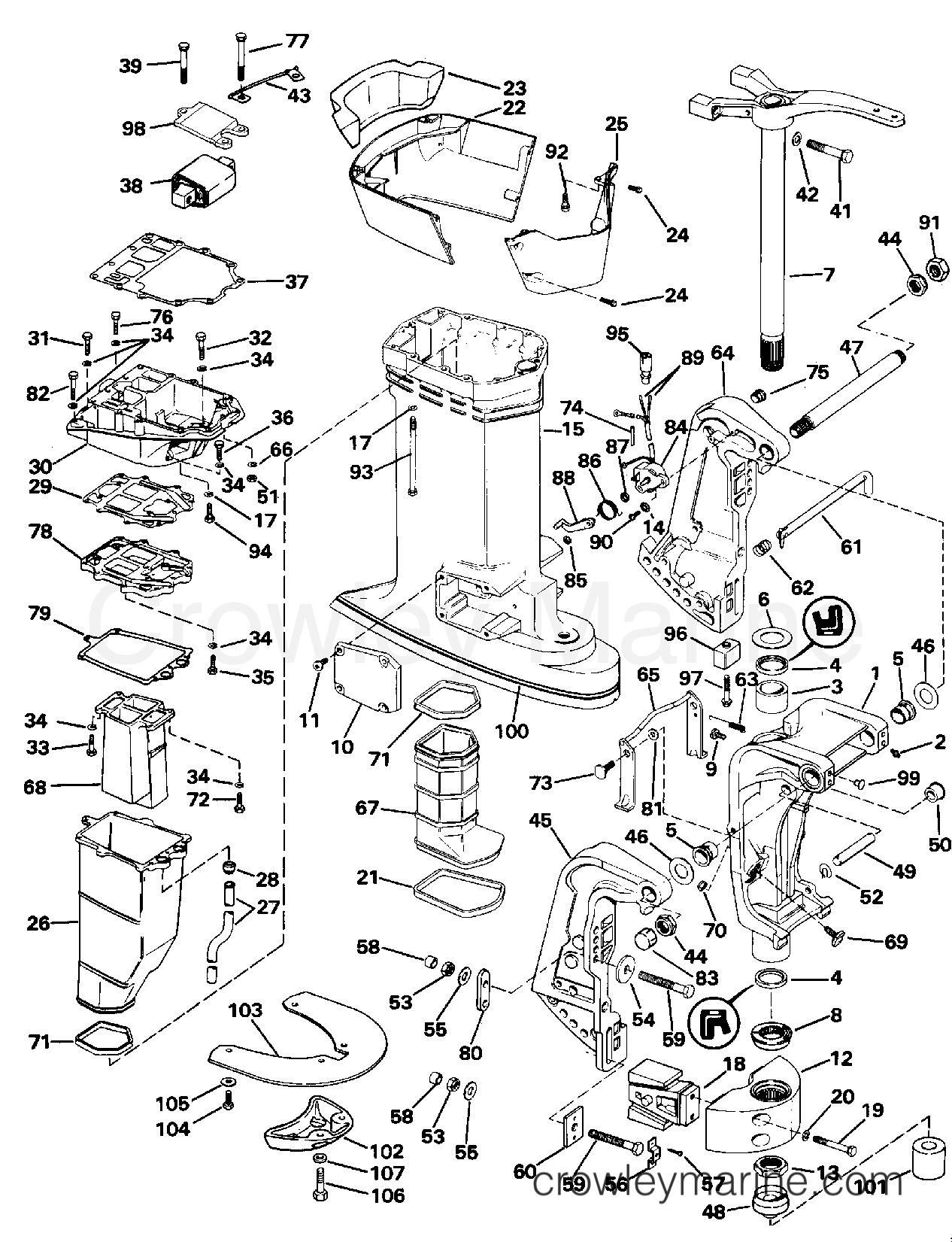 1992 Outboard 155 - E155WTXENE - MIDSECTION